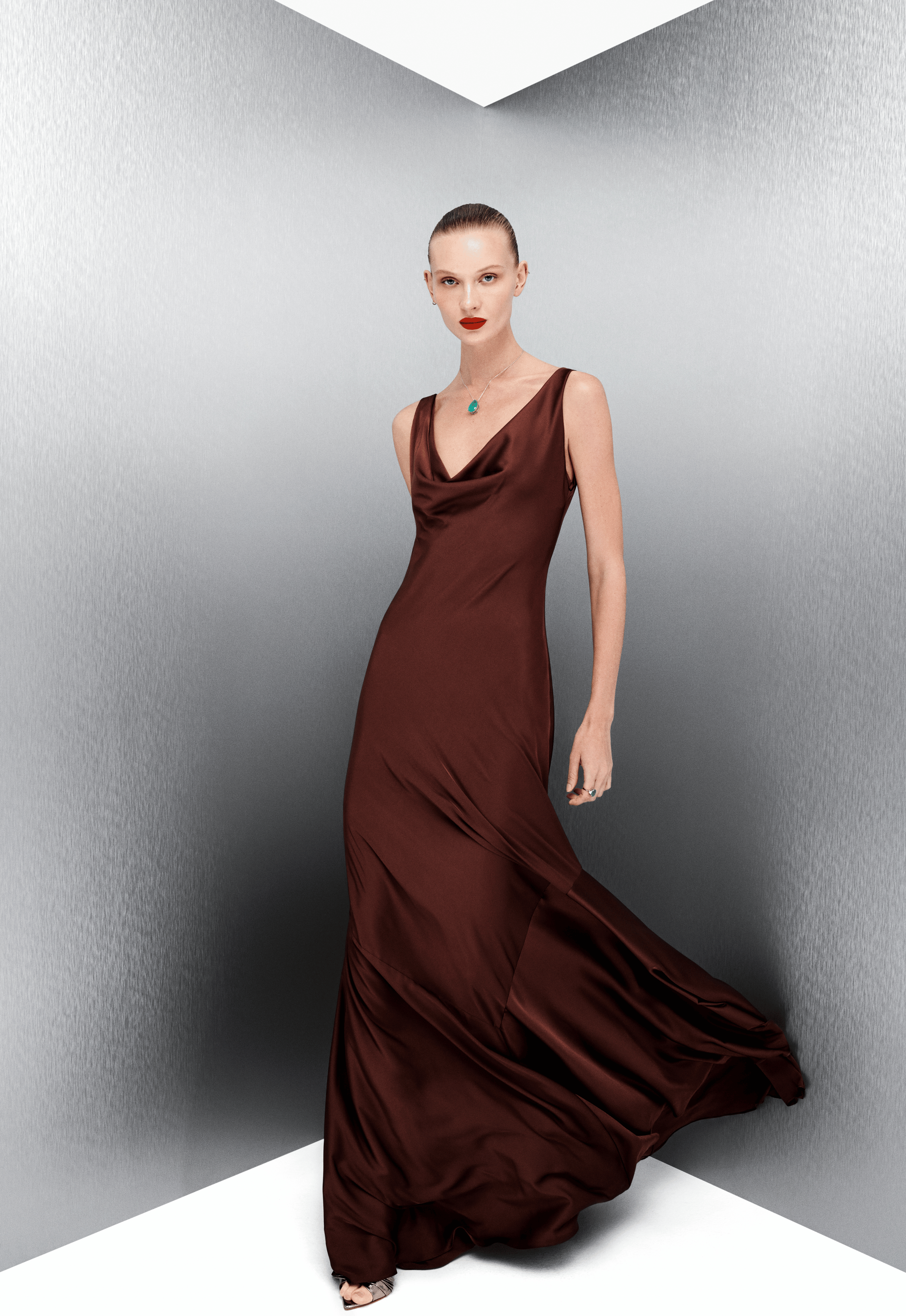 Vestido Slip Dress Cetim Lanvin