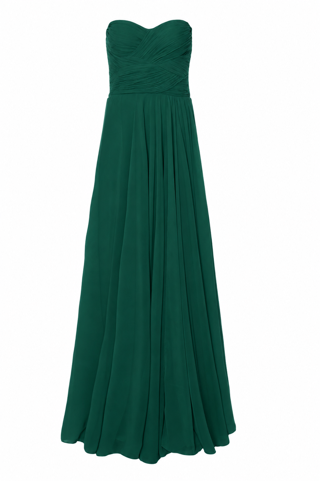 Vestido Longo Drapeado Sem Alças Chiffon Saab