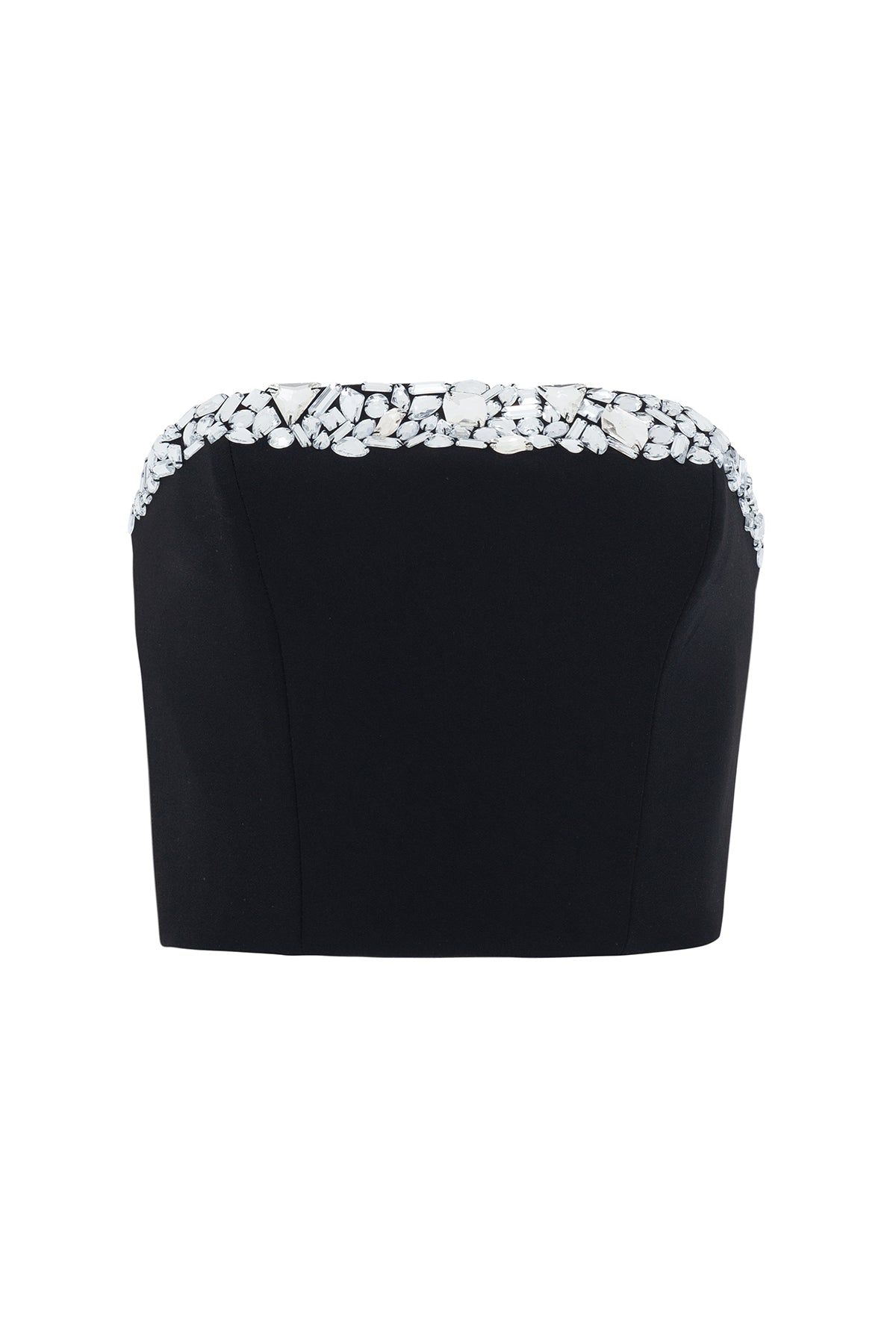 Corselet Reto Crepe Bordado Com Cristais