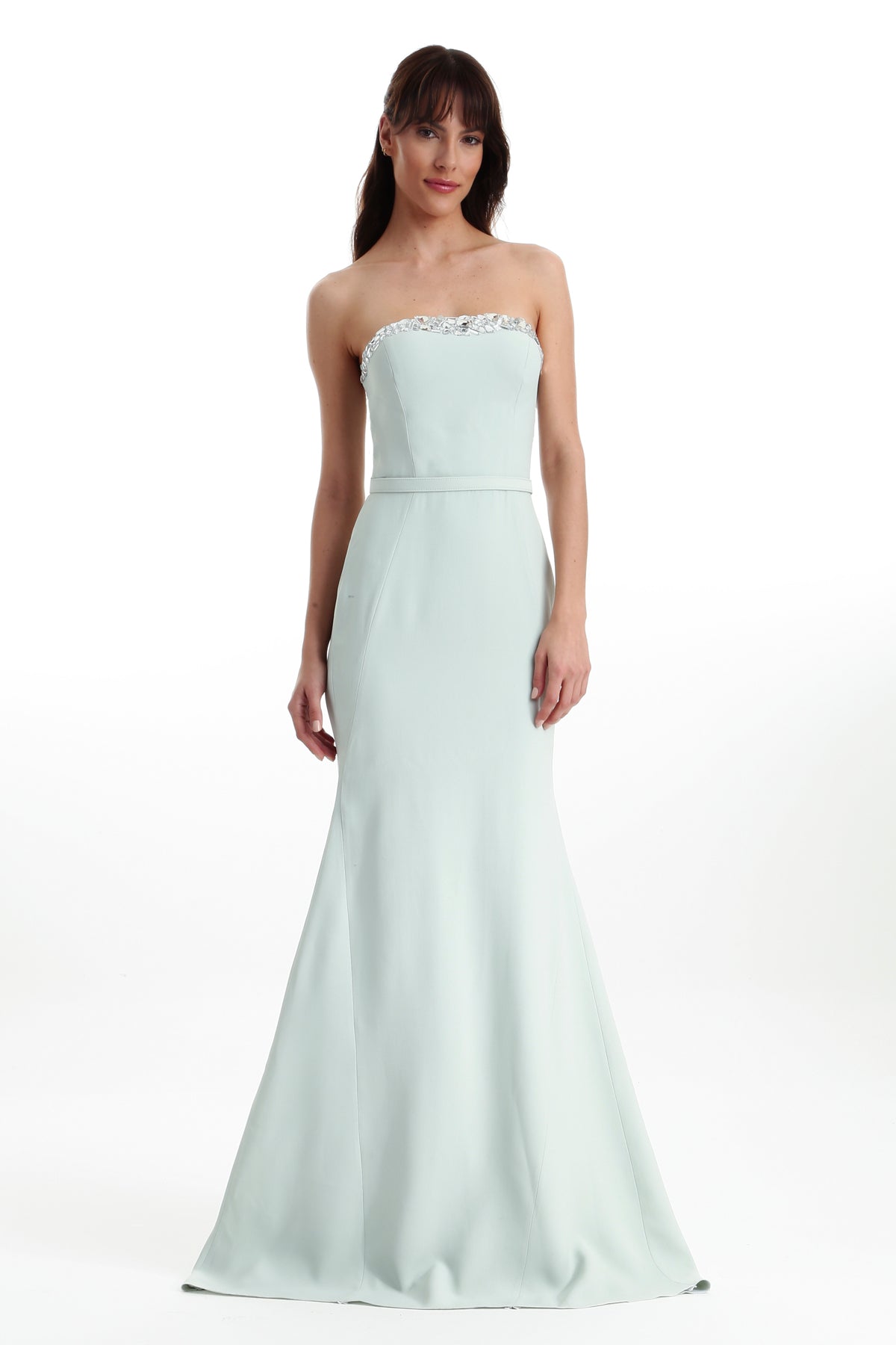 Vestido Sem Alças Crepe Bordado