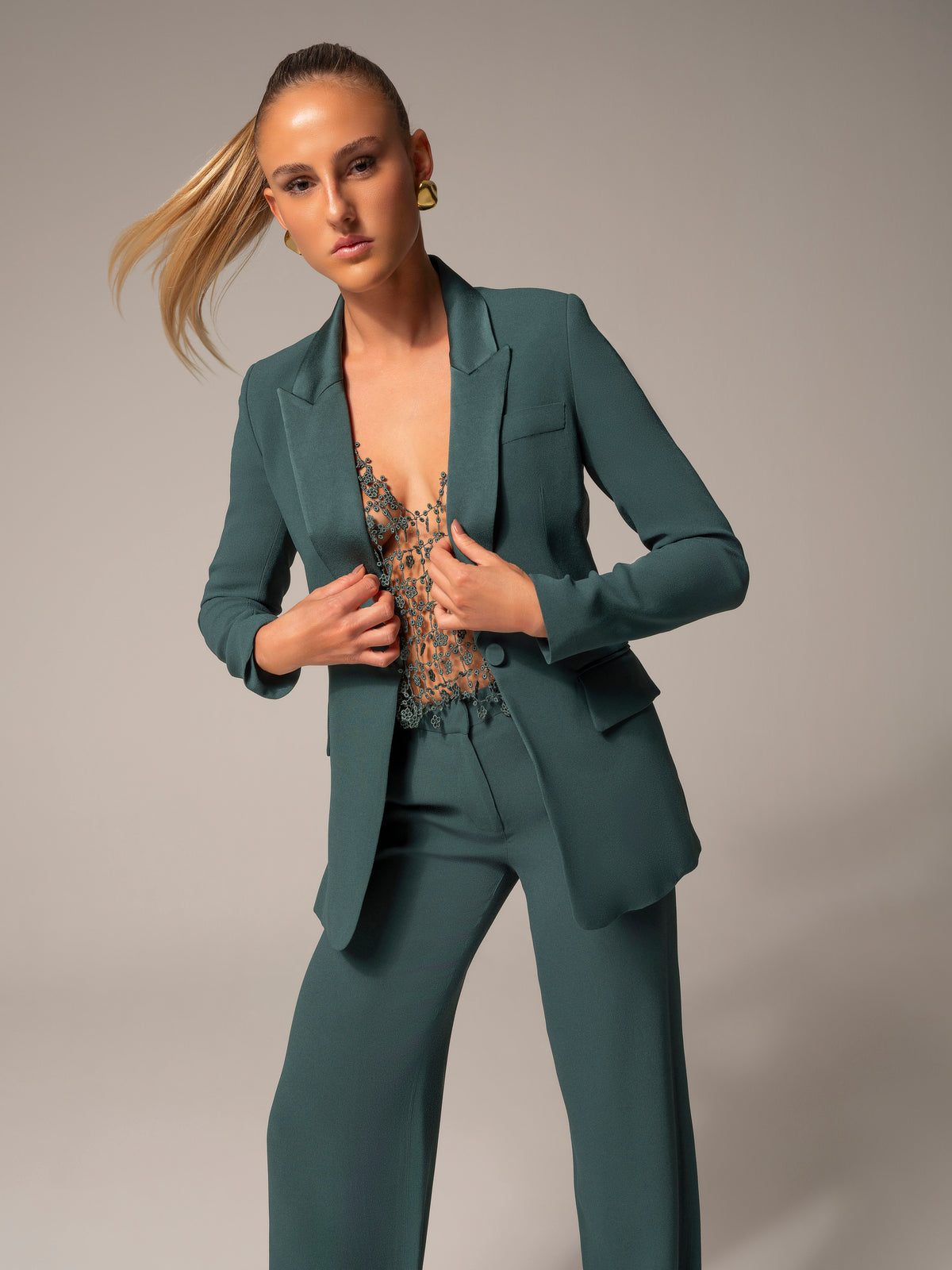 Blazer Crepe Modelagem Reta