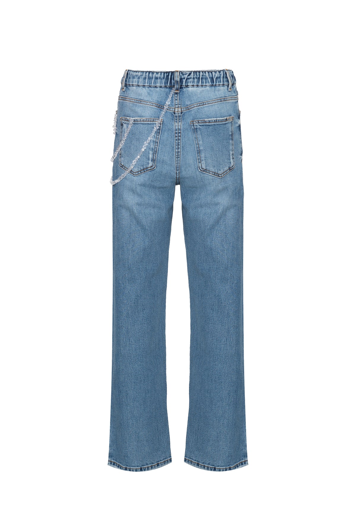 Calça Jeans Cós Alto Bordado Franjas