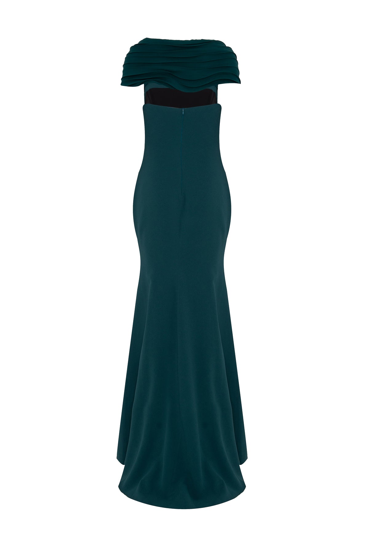 Vestido Longo Crepe Detalhe Em Chiffon