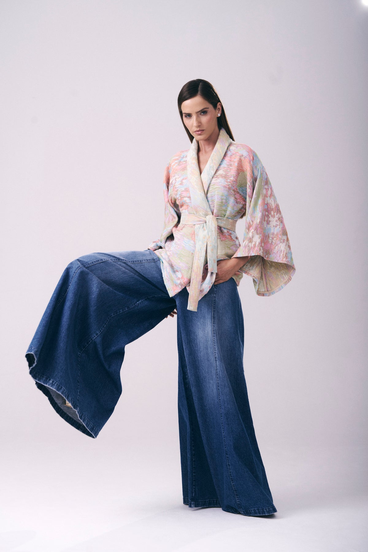 Kimono De Jacquard Estampa Multicolorida