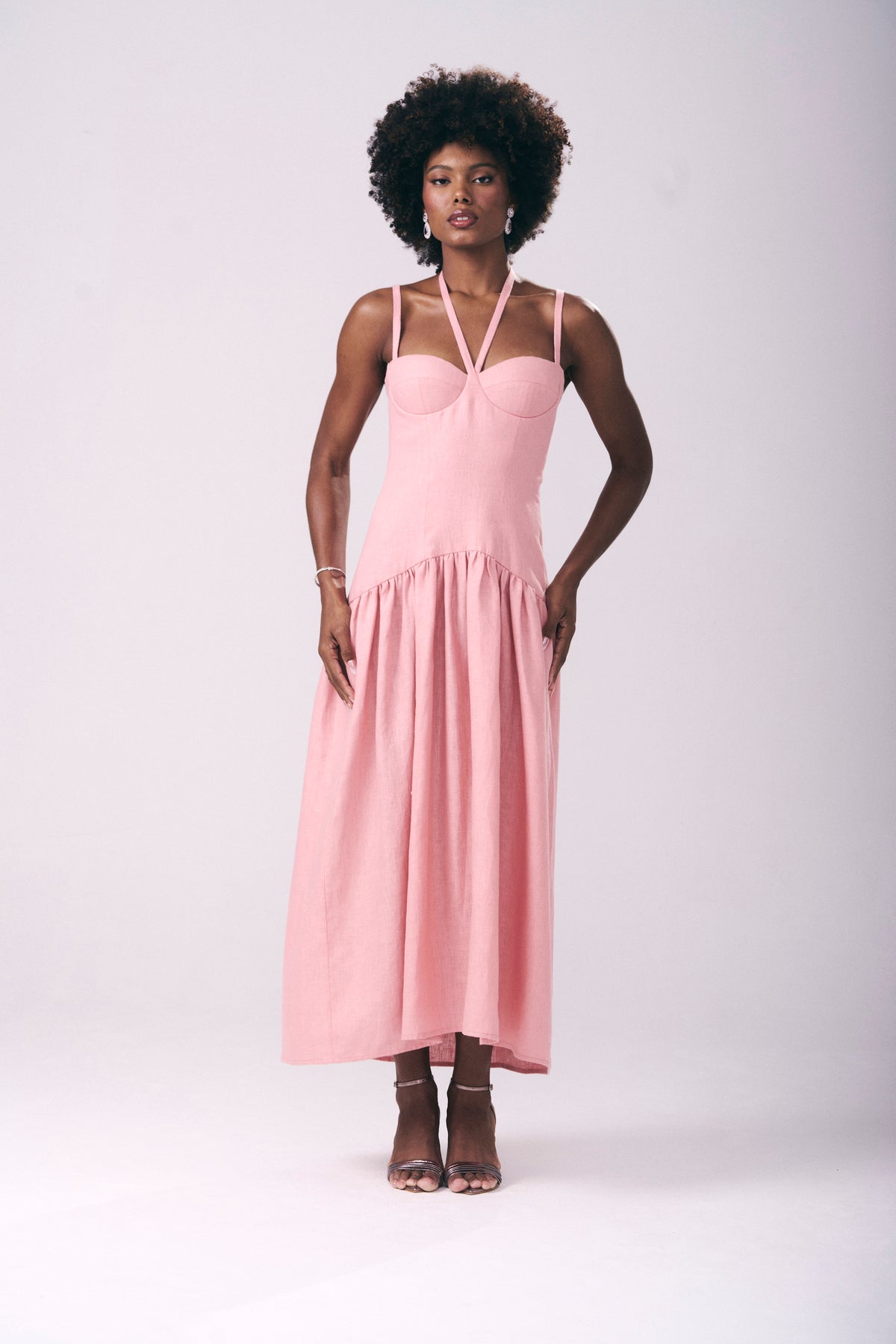 Vestido Mídi Corselet Linho