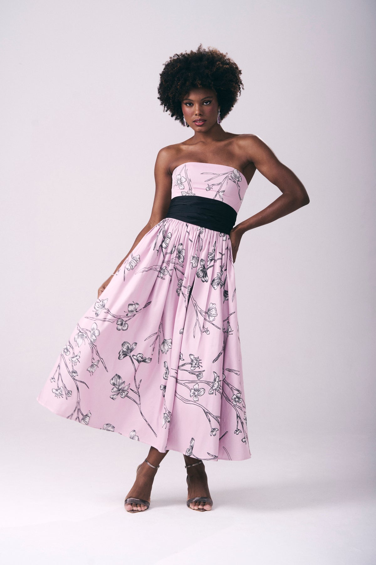 Vestido Mídi Jacquard Estampa Cerejeira