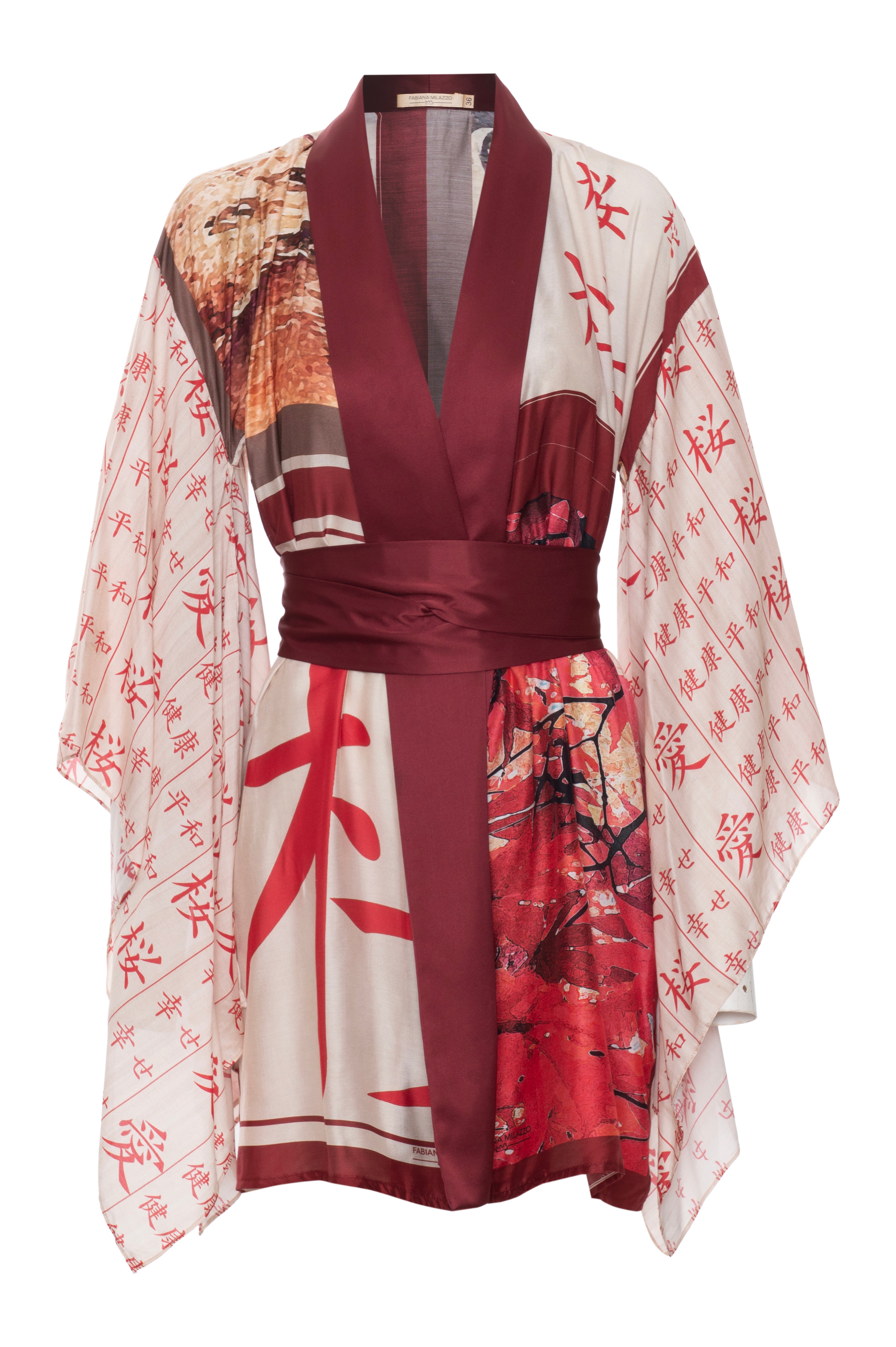 Kimono Curto Seda Com Viscose