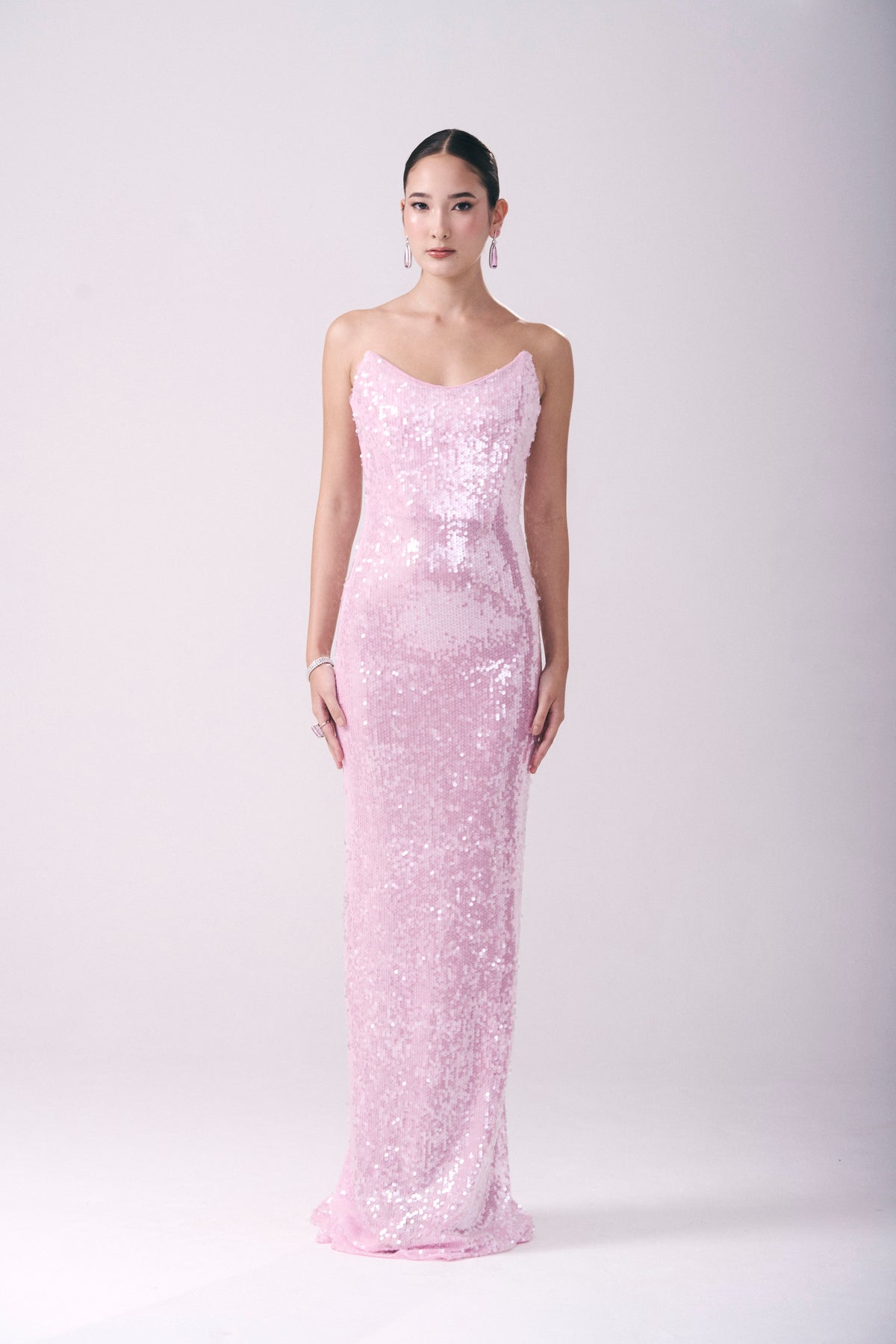 Vestido Paetê Translúcido Sem Alças