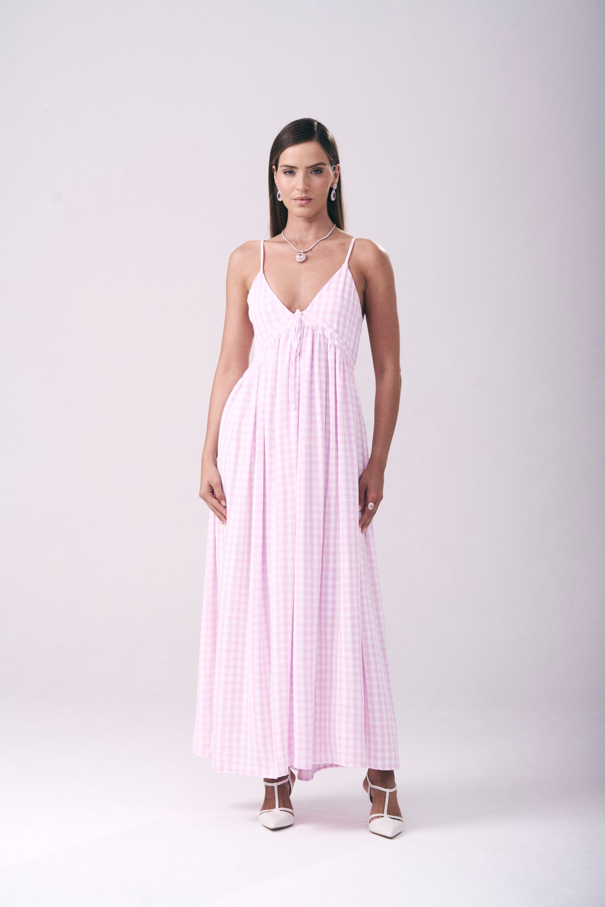 Vestido Longo Alcinhas Vichy