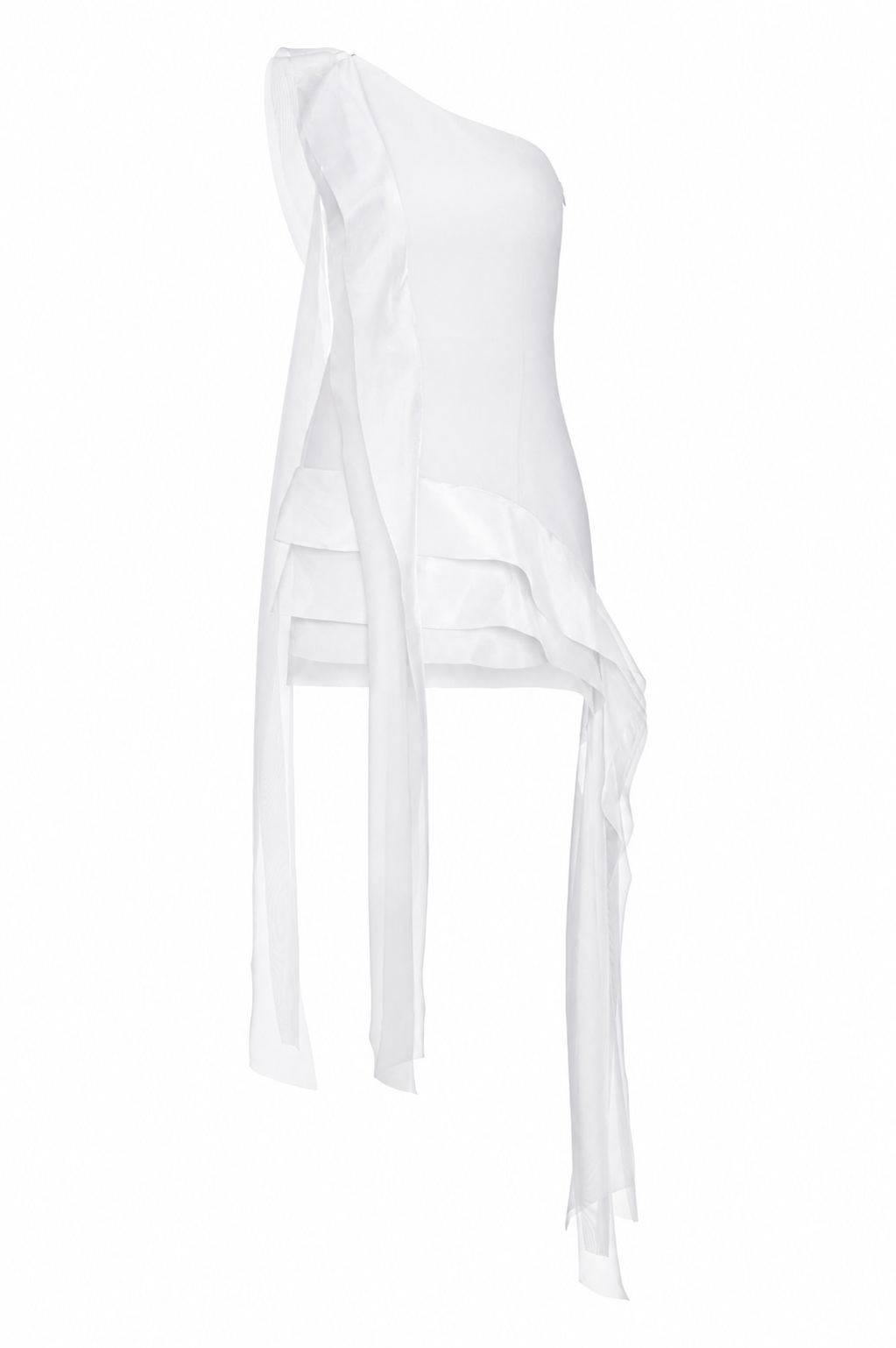 Vestido Curto Crepe E Organza