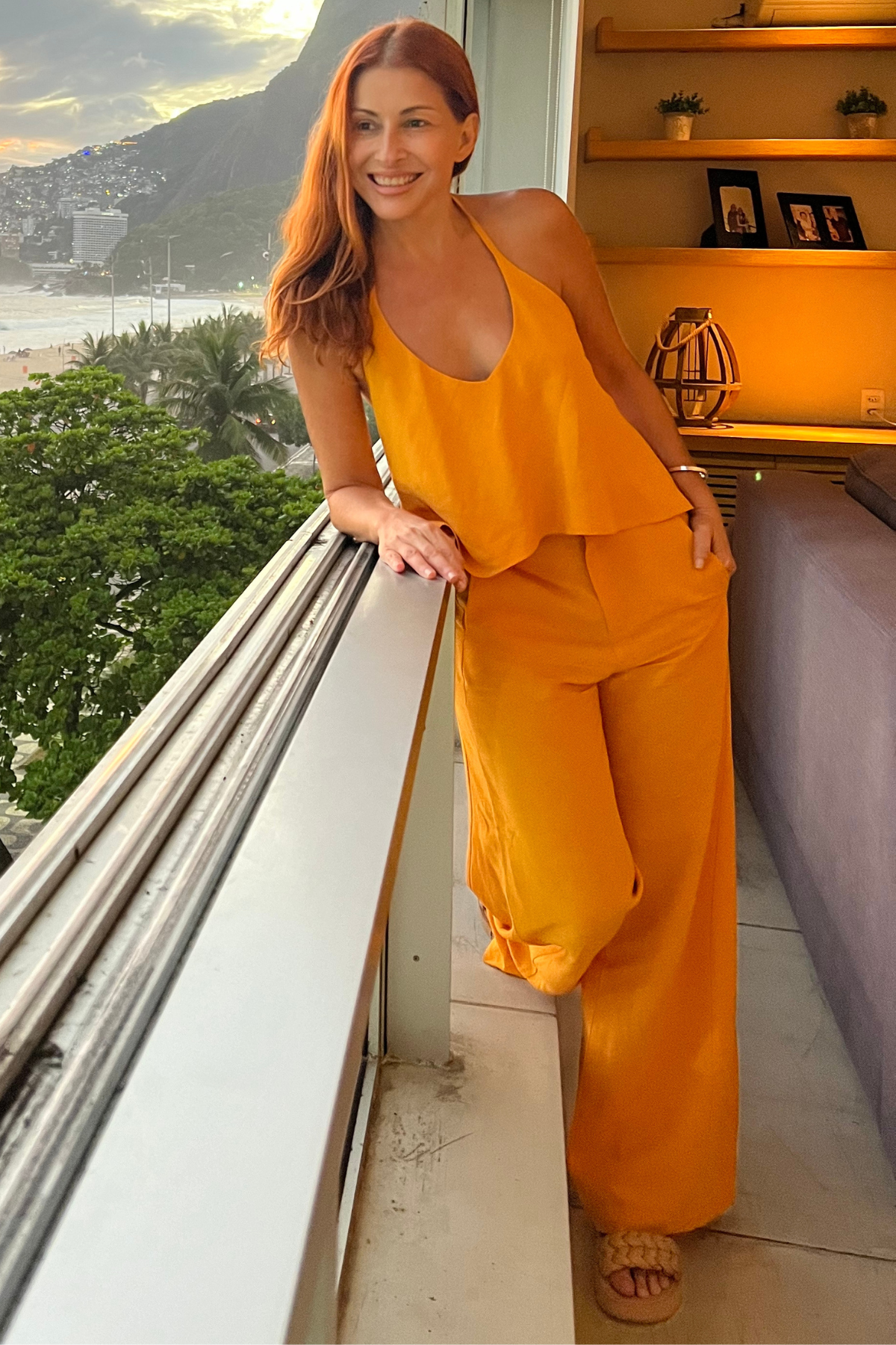 Calça Linho Costura Deslocada