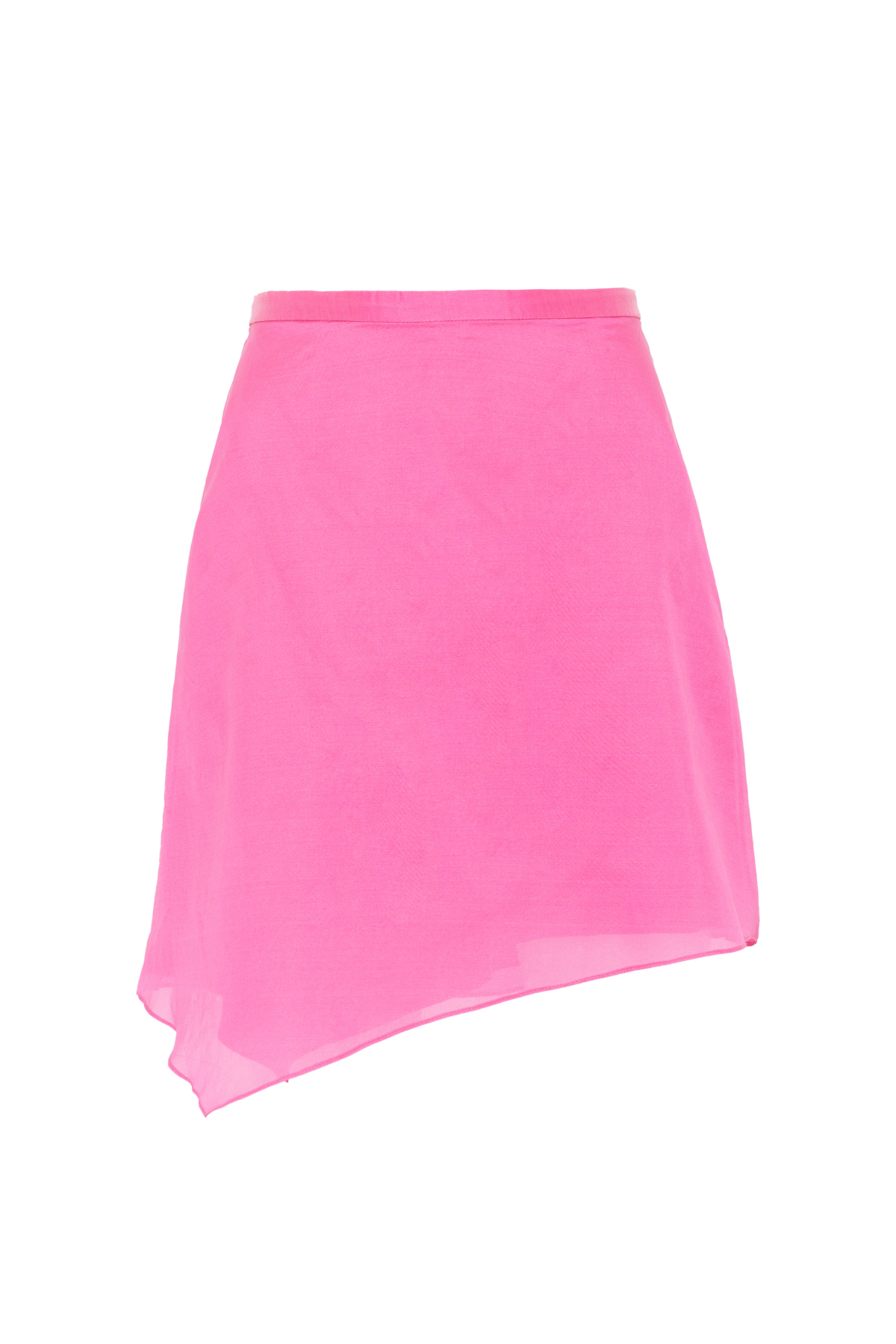 Saia Curta Evasê Assimétrica Organza de Seda