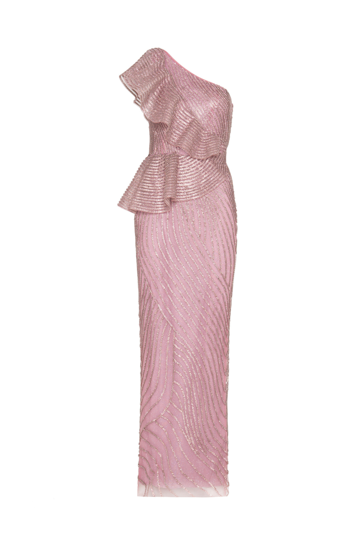 Vestido Strass Longo Um Ombro Só