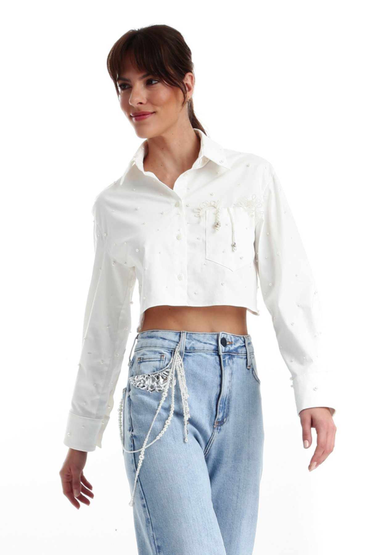 Camisa Bordada Recorte Nas Costas