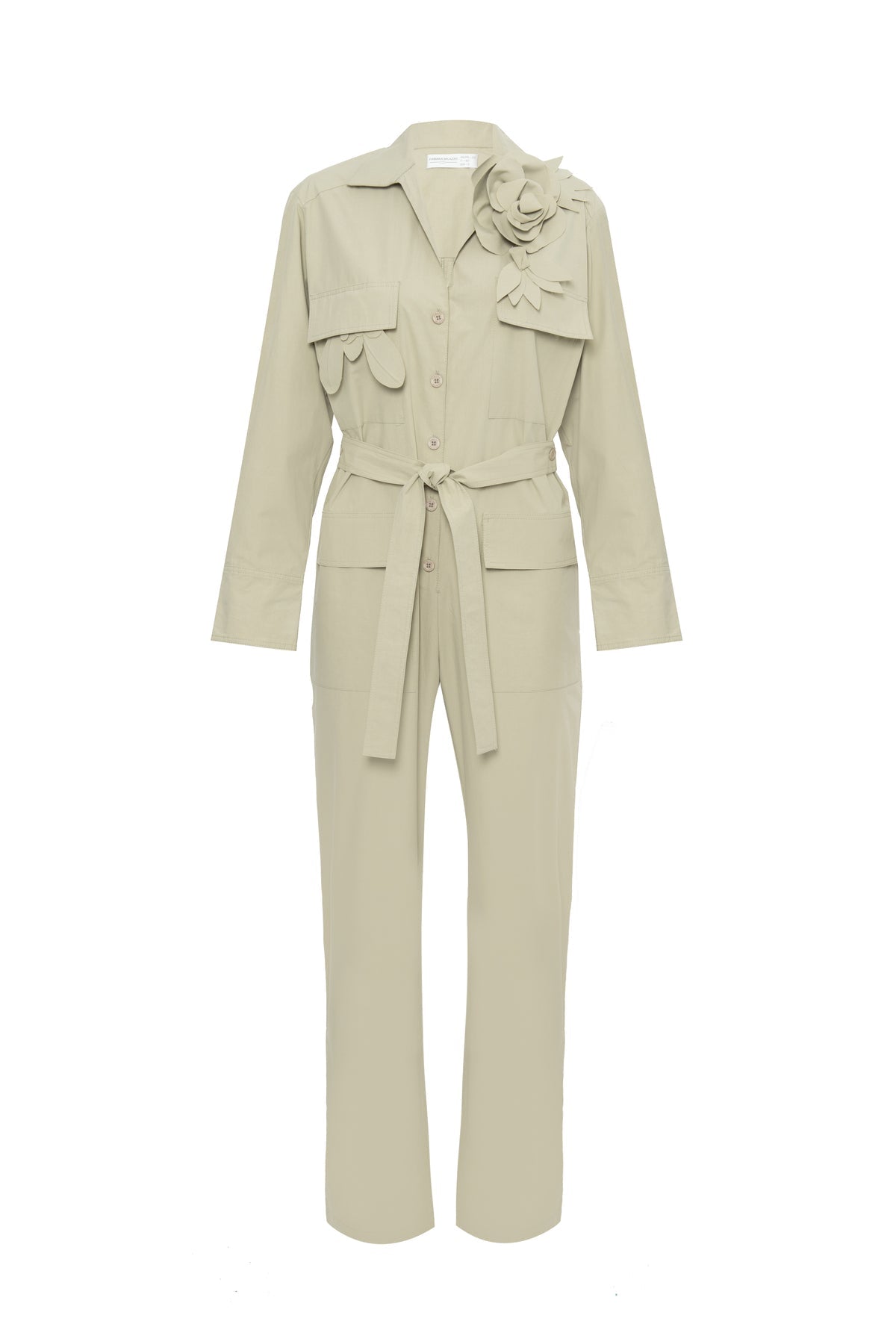 Macacão Cargo Cotton Supreme com Broche de Flor