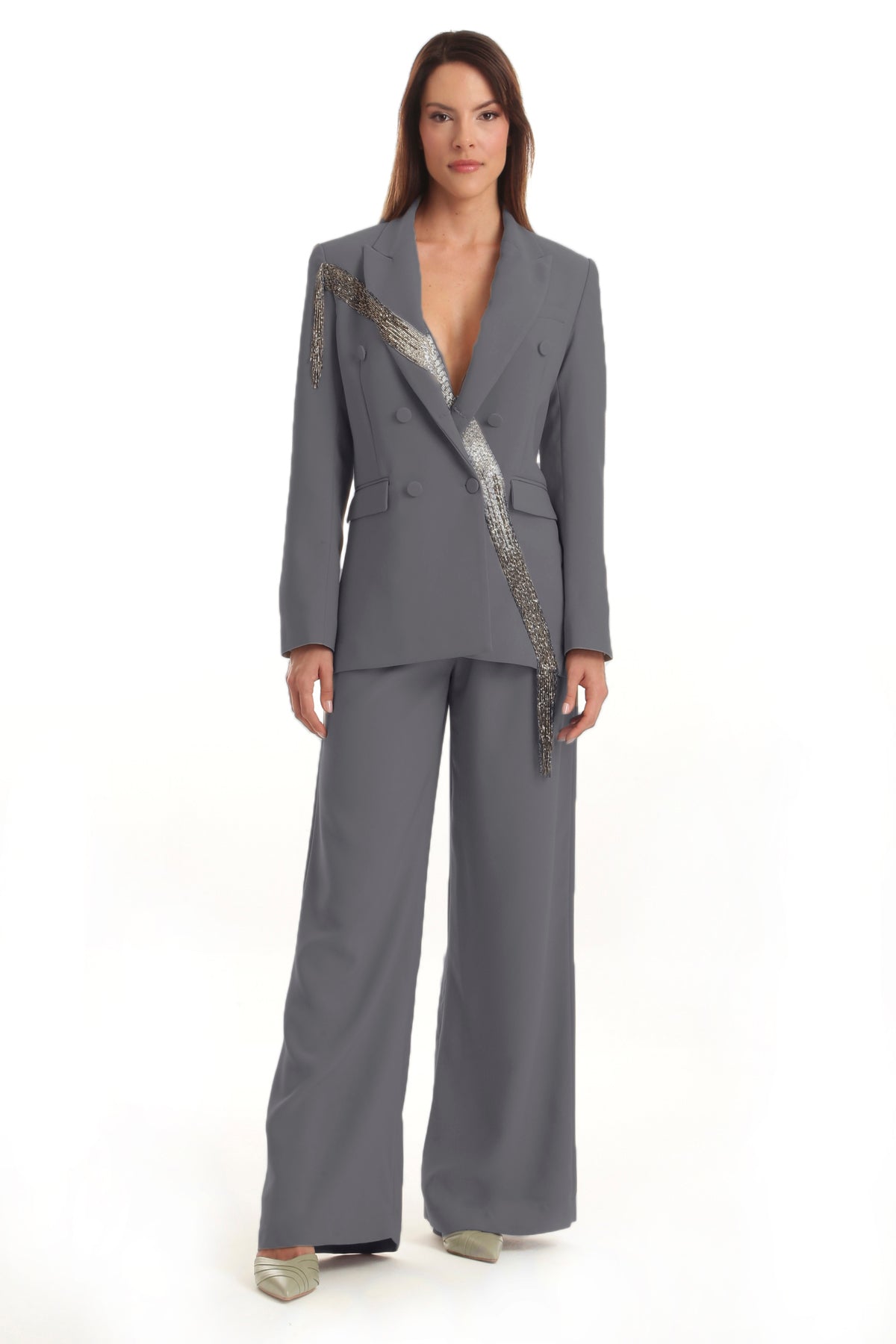 Calça Pregas Com Cós Alto