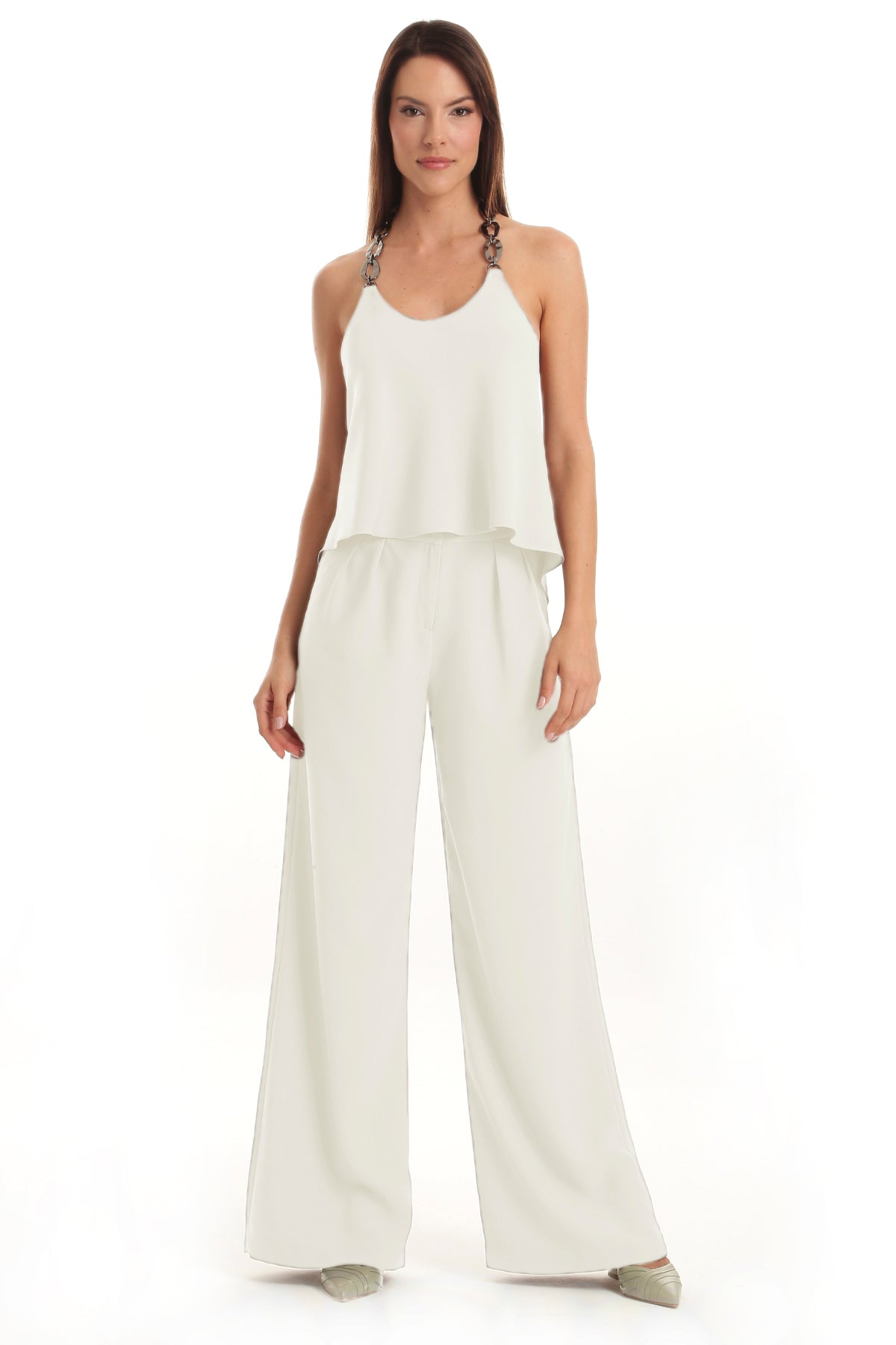 Blusa Frente Única Com Alças de Corrente