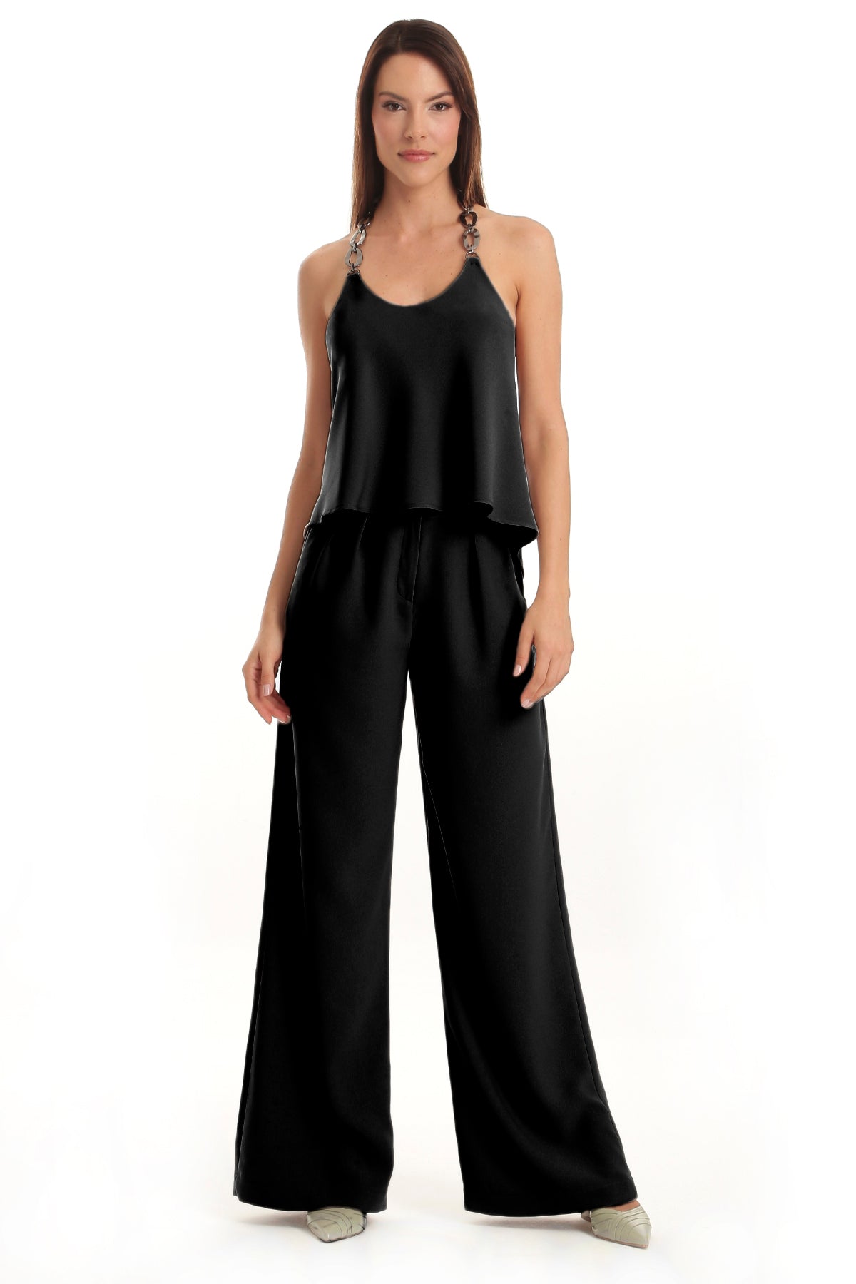 Blusa Frente Única Com Alças de Corrente