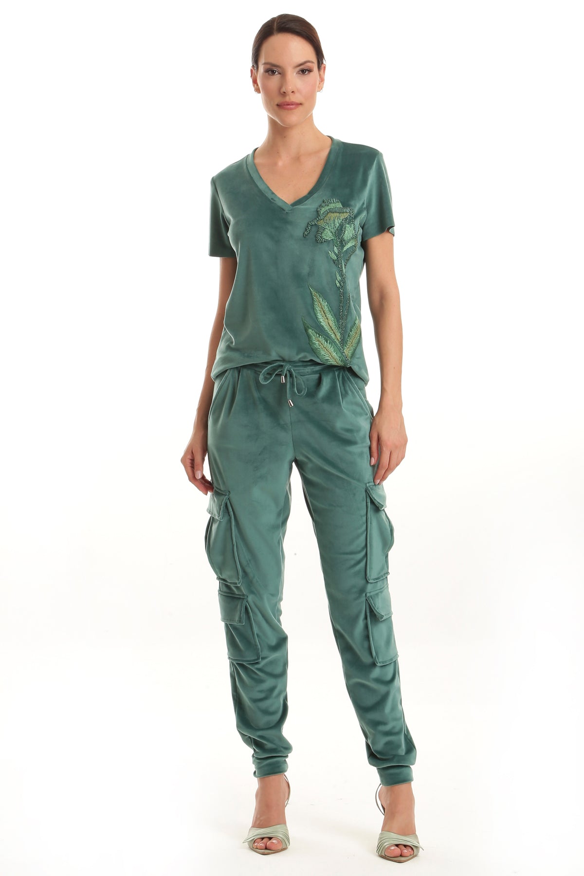 Calça Jogging Cargo de Veludo