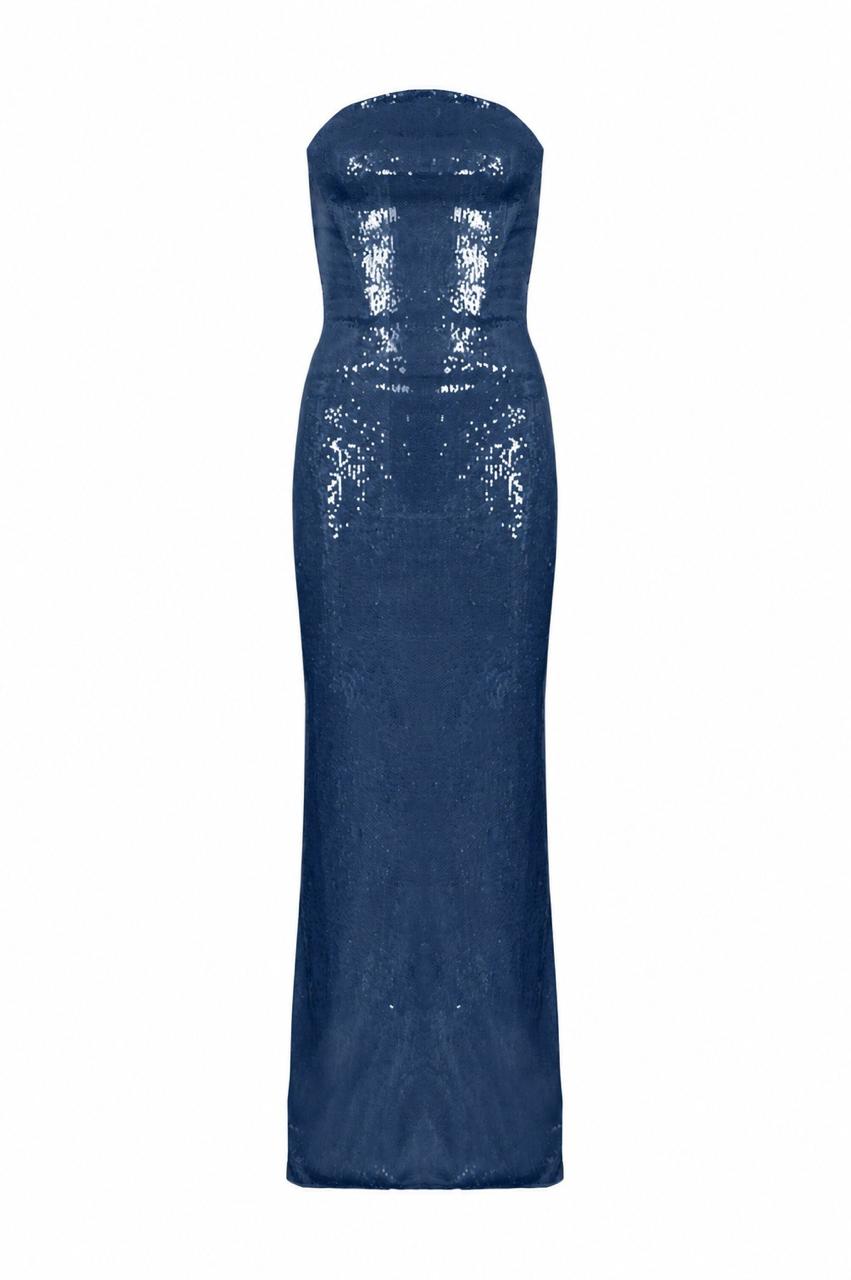 PRE ORDER 10 DIAS - Vestido Longo Paetê Decote Abaulado