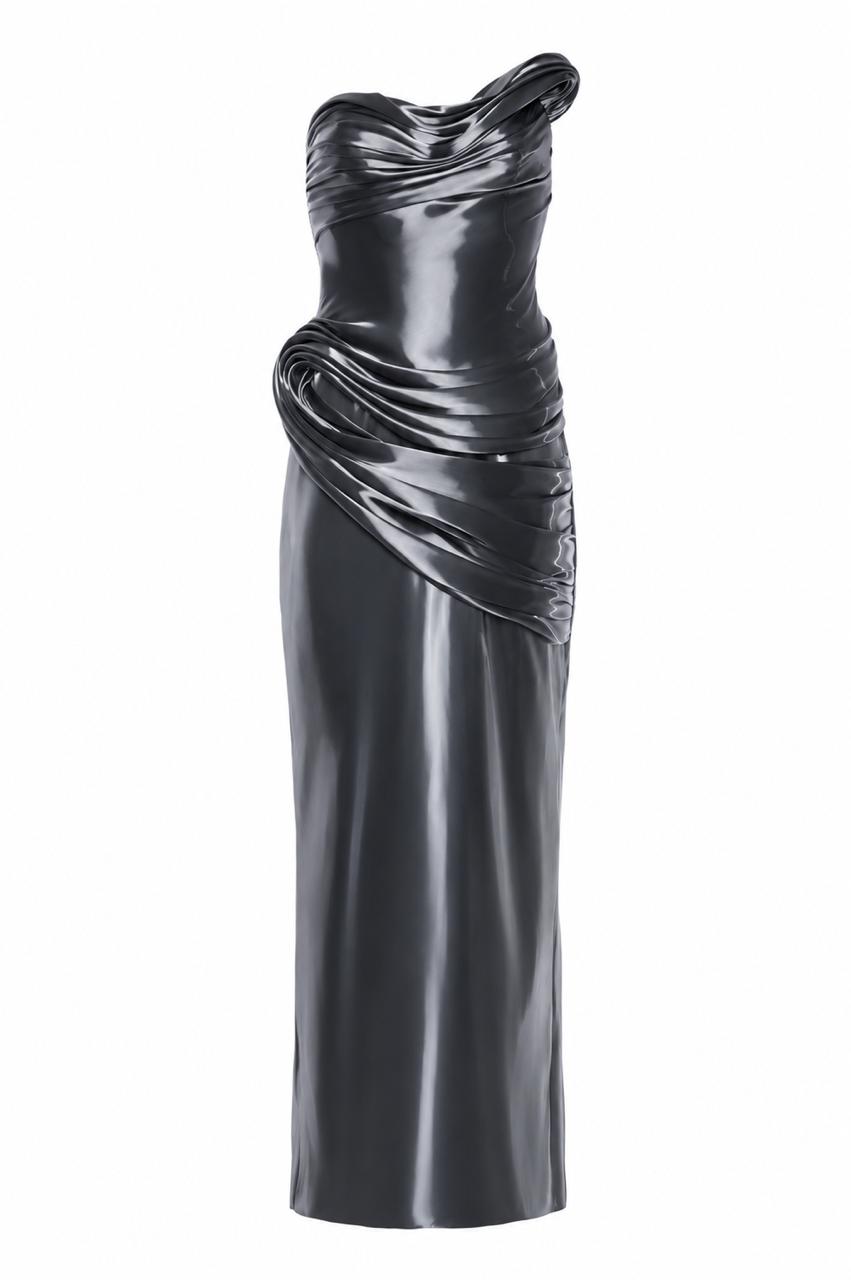 Vestido Liquid Decote Assimétrico Drapeado