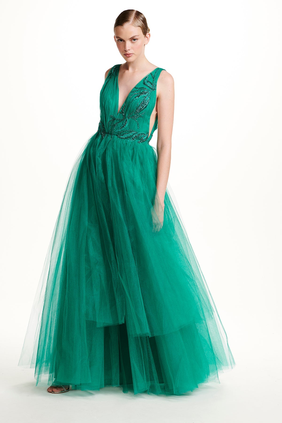 Vestido Longo Tule Bordado