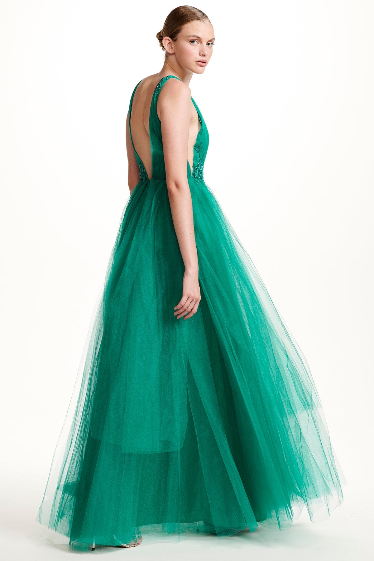 Vestido Longo Tule Bordado