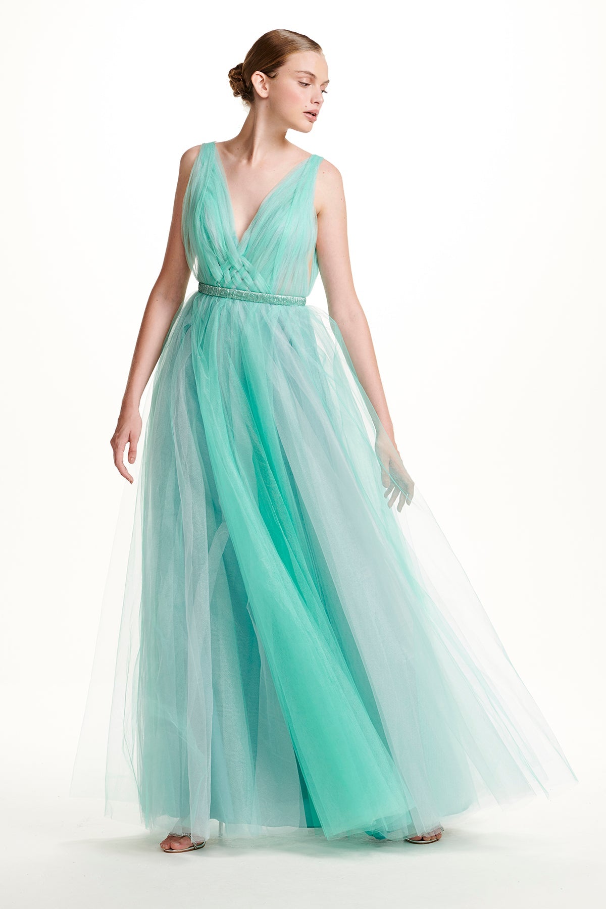 Vestido Longo Tule Tressê