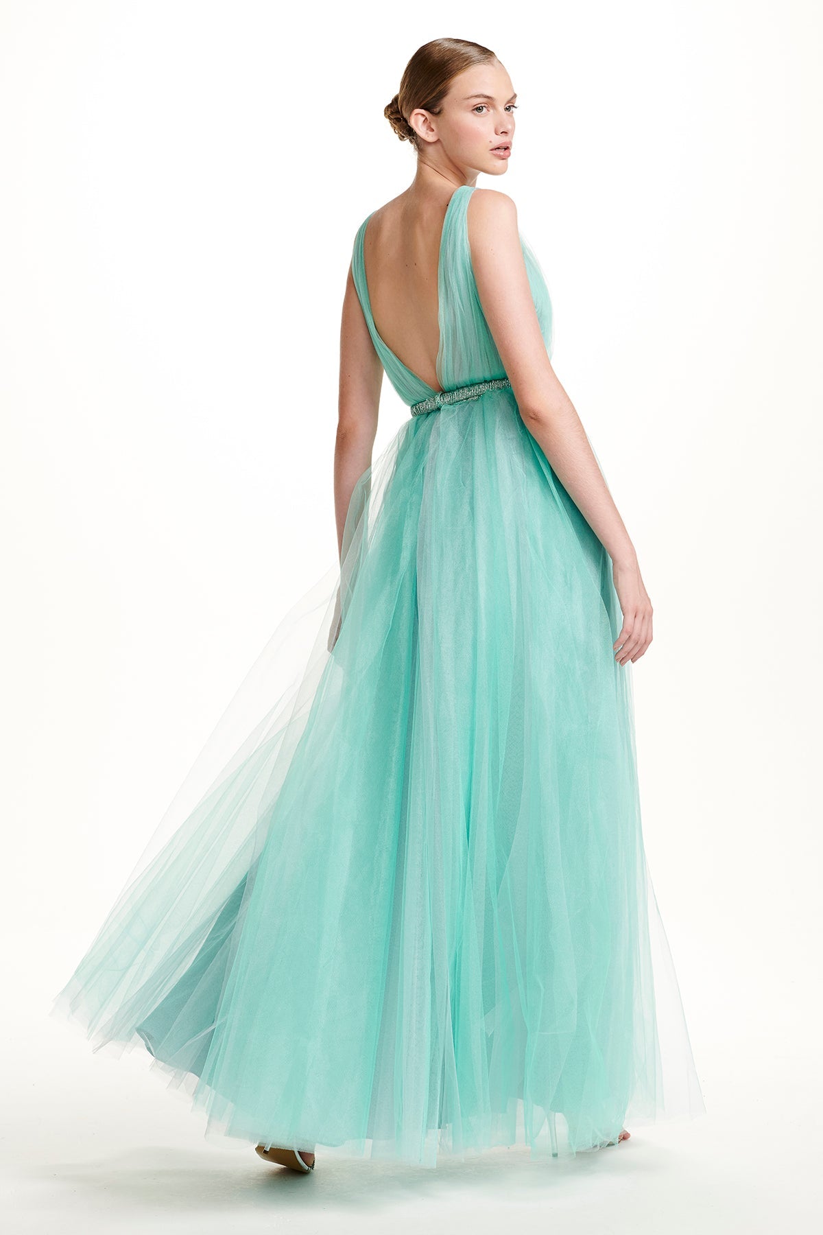 Vestido Longo Tule Tressê