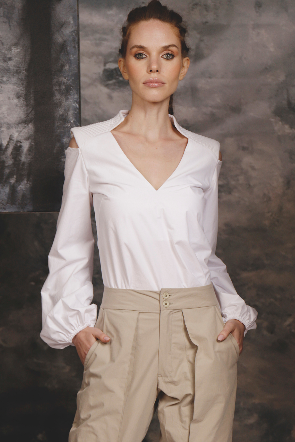 Blusa Mangas Bufantes E Ombreiras