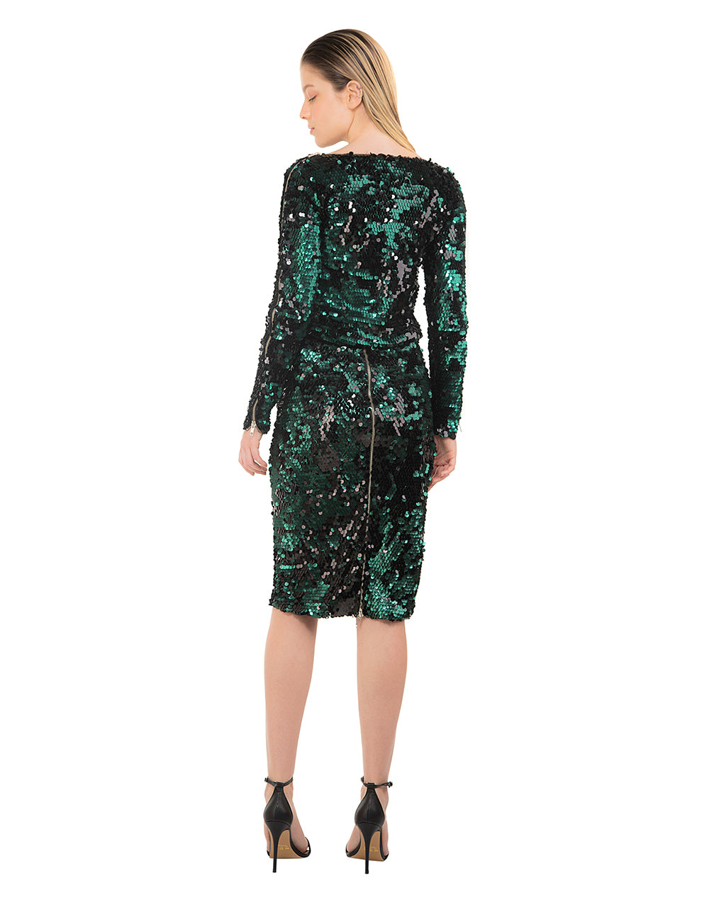 Saia Midi Paetê Com Ziper