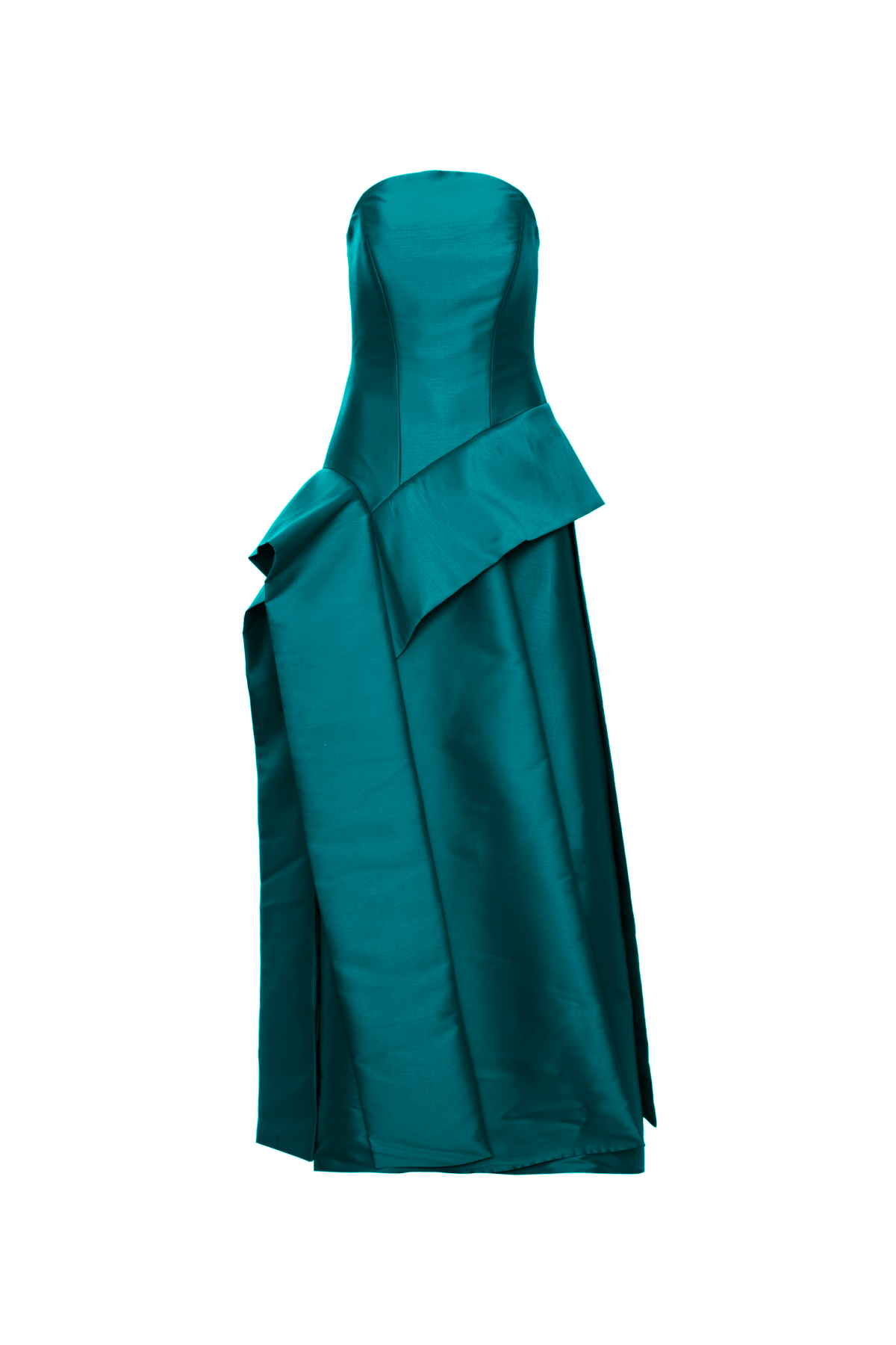 Vestido Longo Sem Alças Decote Abaulado Saia Camadas