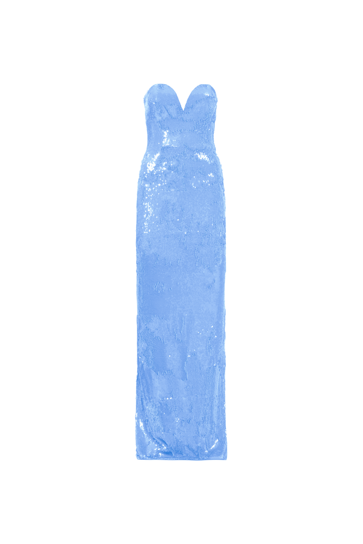 Vestido Longo Paetê Sem Alças Decote Coração