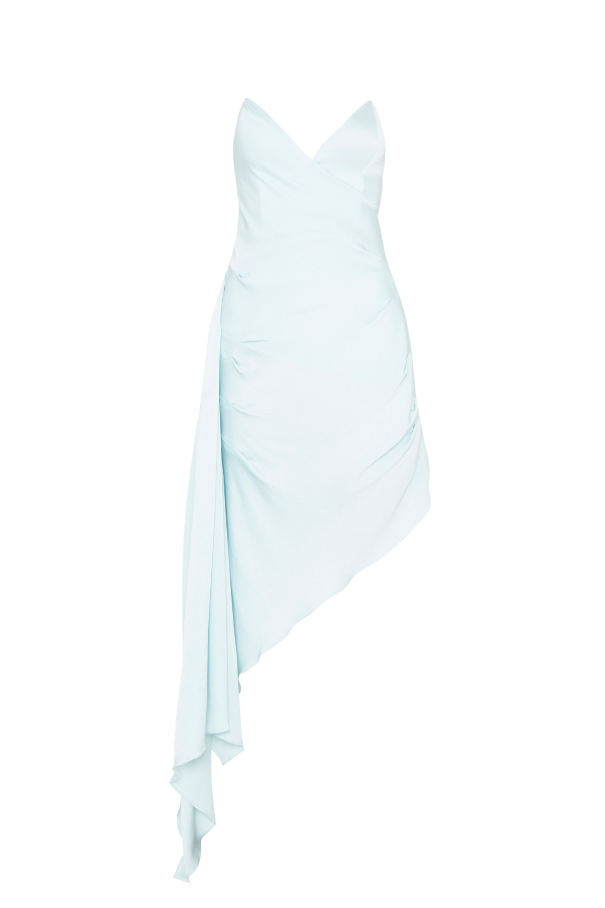 Vestido Crepe Mídi Drapeado com Decote V