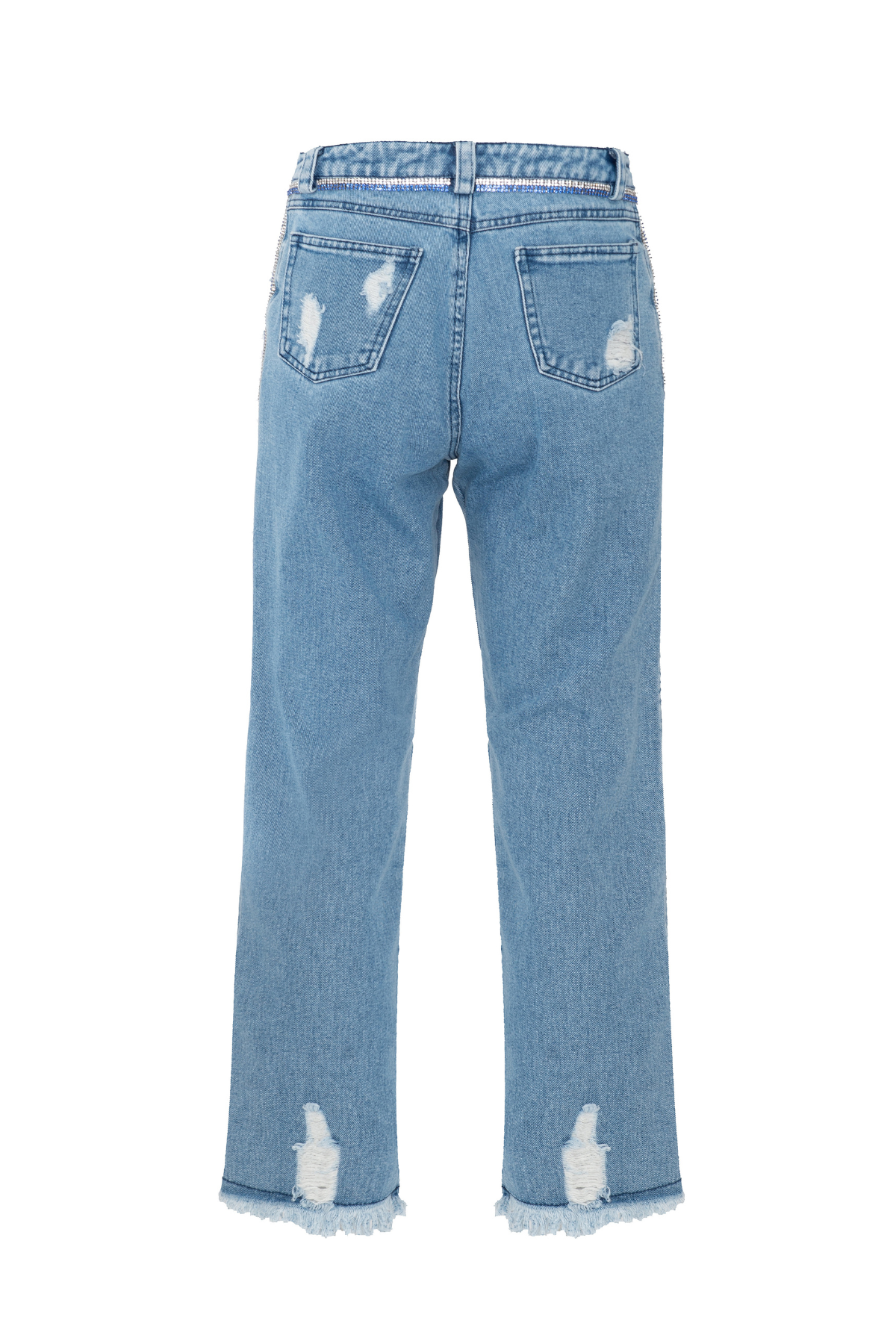 Calça Jeans Cós Alto Bordado Strass