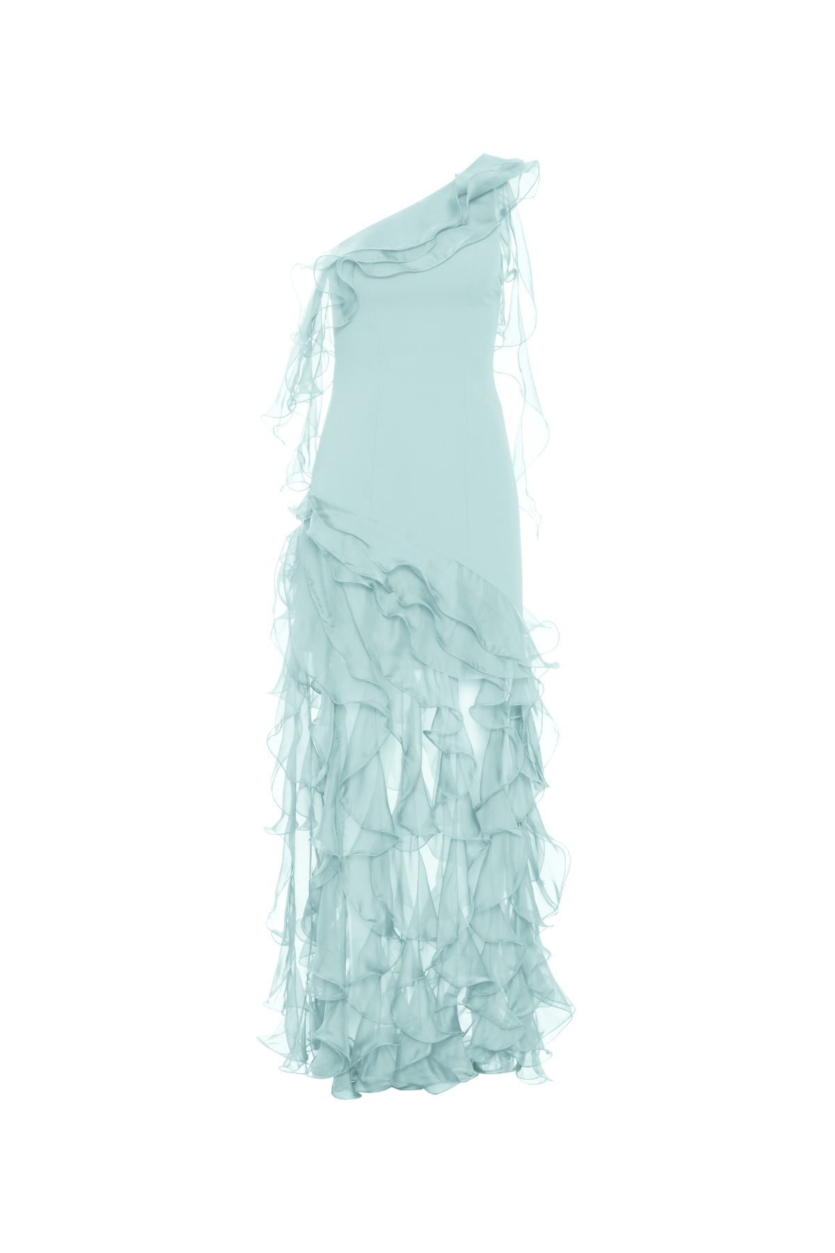 Vestido Ombro Único Babados Em Jabô