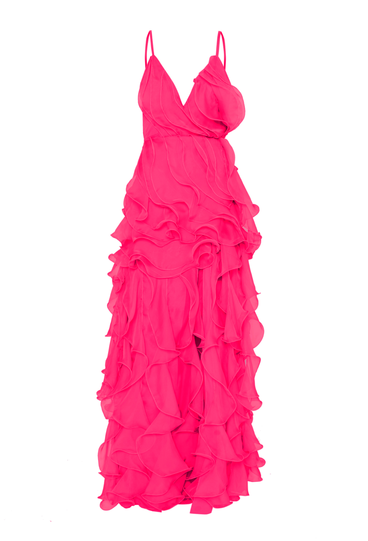 Vestido Longo Jabô E Decote em V