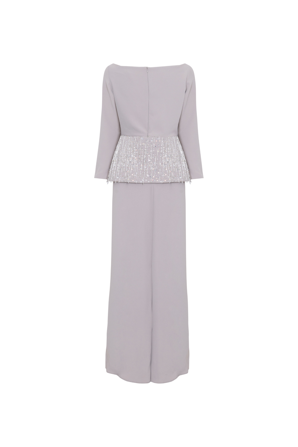 Vestido Longo Ombro a Ombro Peplum Bordado