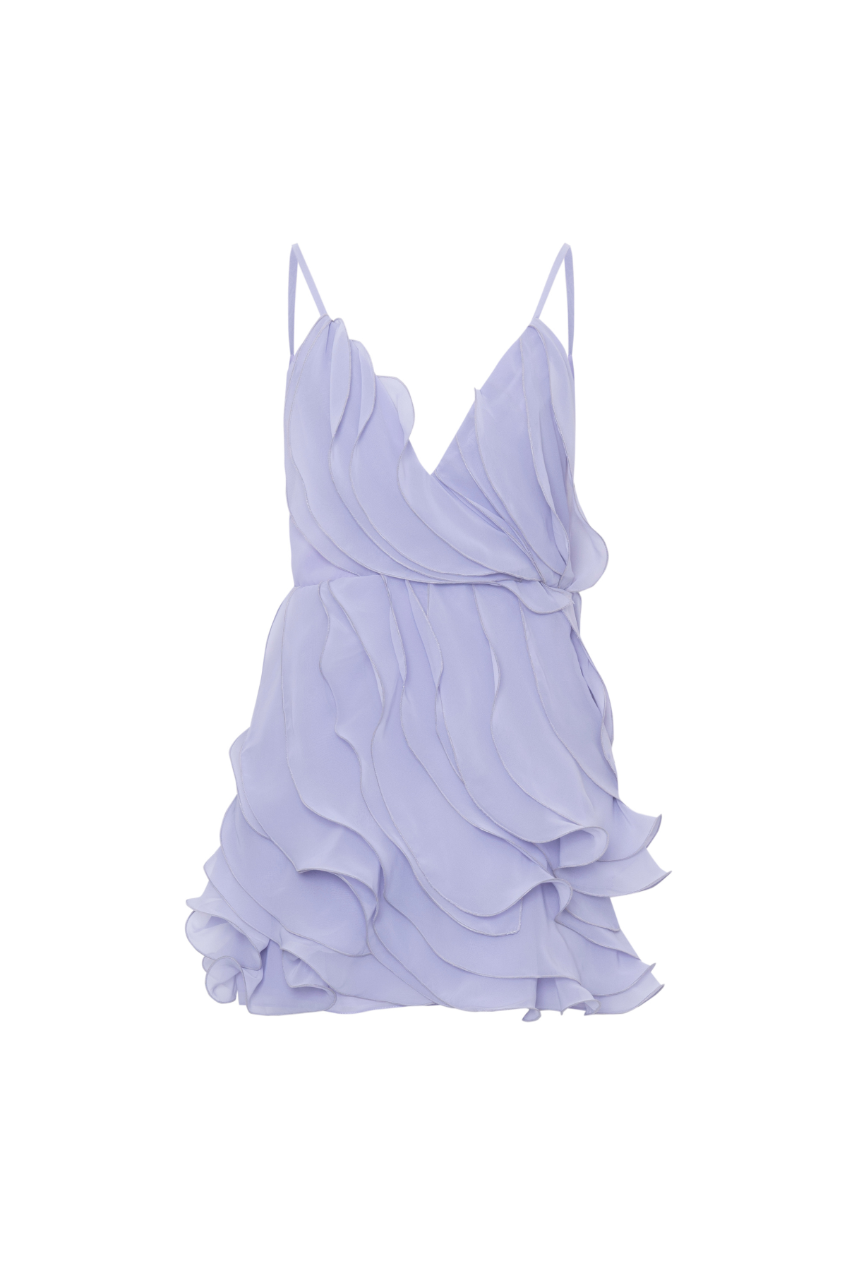 Vestido Curto Musseline Babados Em Jabô