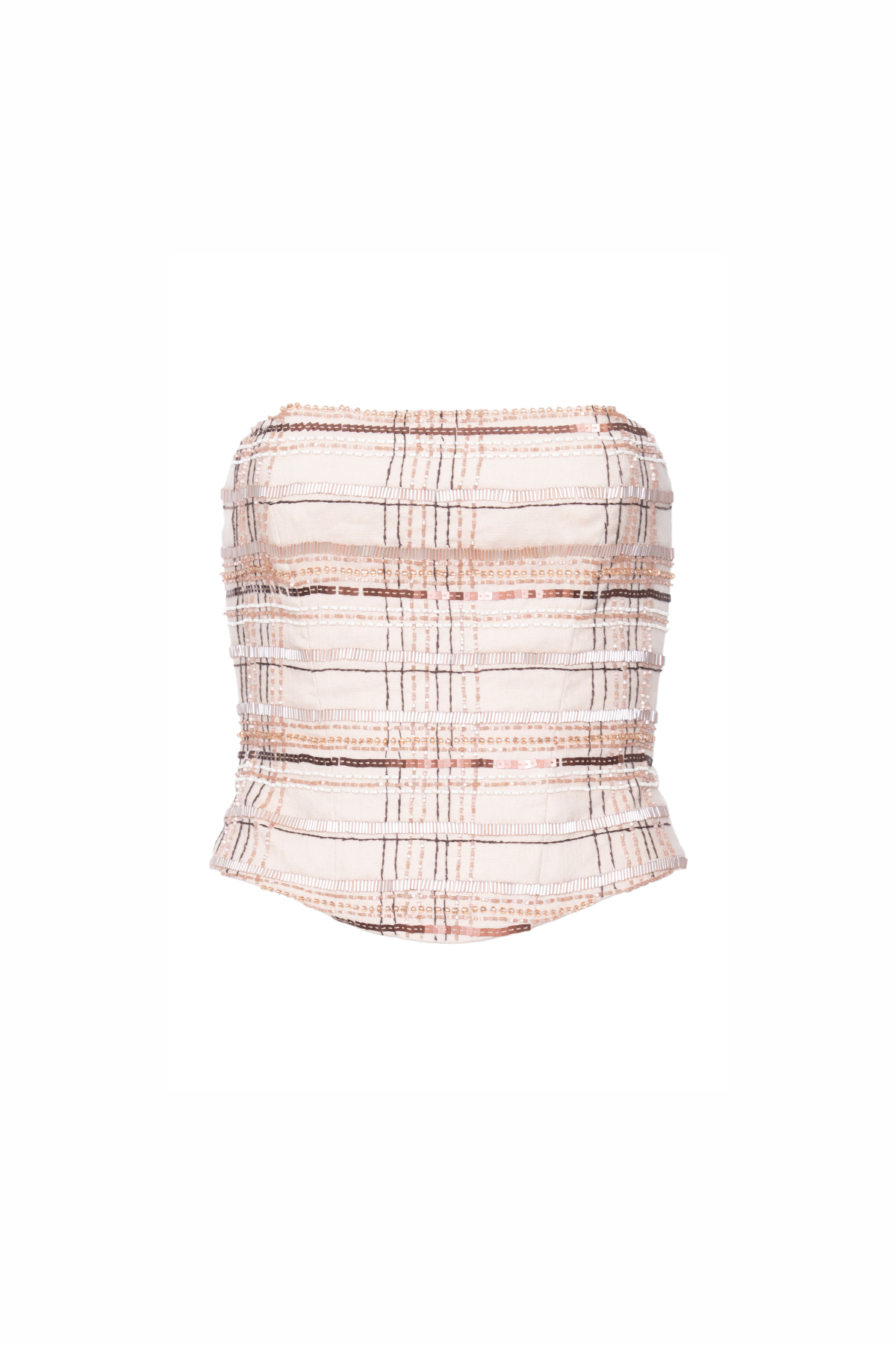 Corset De Linho Bordado Decote Abaulado