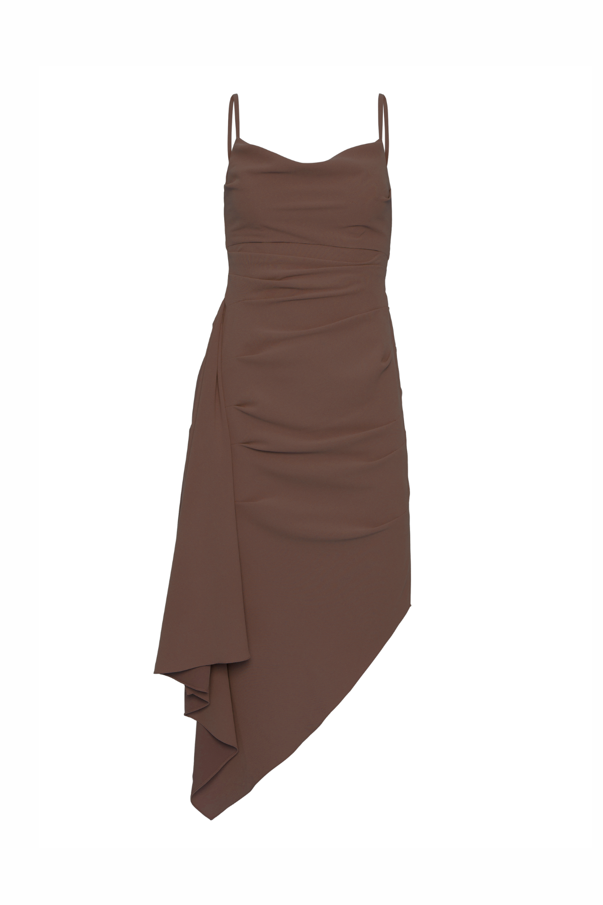 Vestido Alças Finas Viés Assimétrico