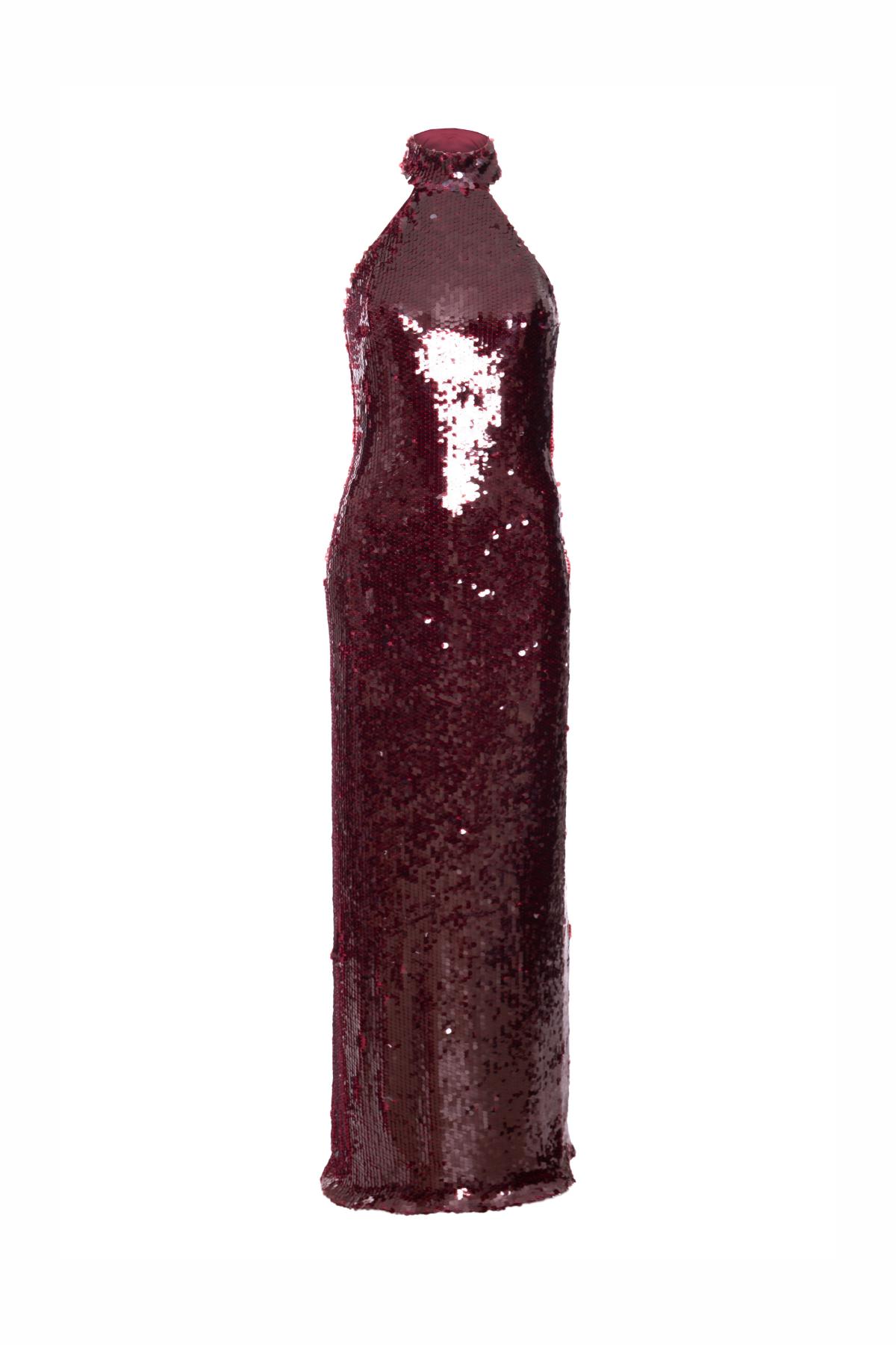 Vestido Longo Gola Alta Paetê Glass