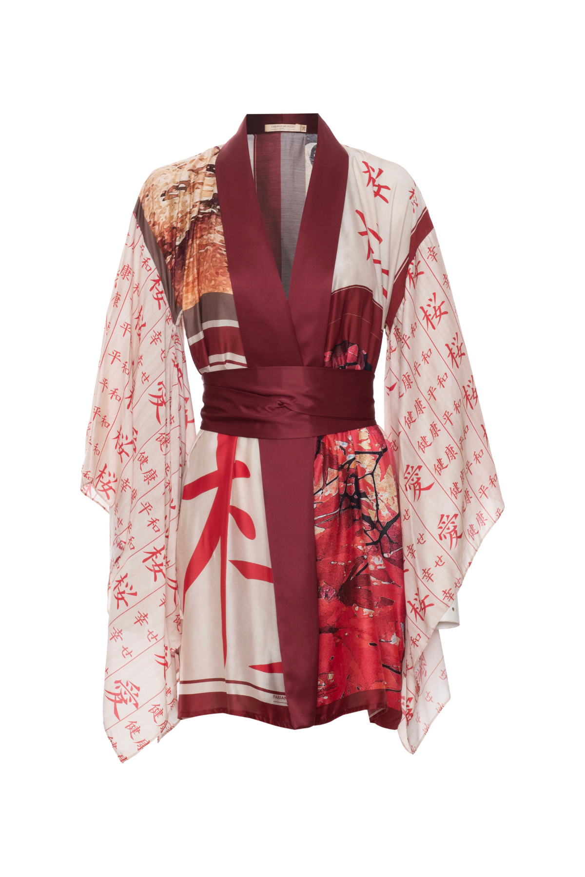 Vestido Kimono Seda Com Viscose