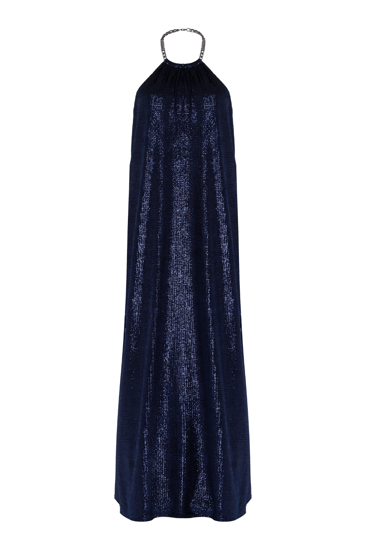 Vestido Longo Frente Única em Velvet Poá