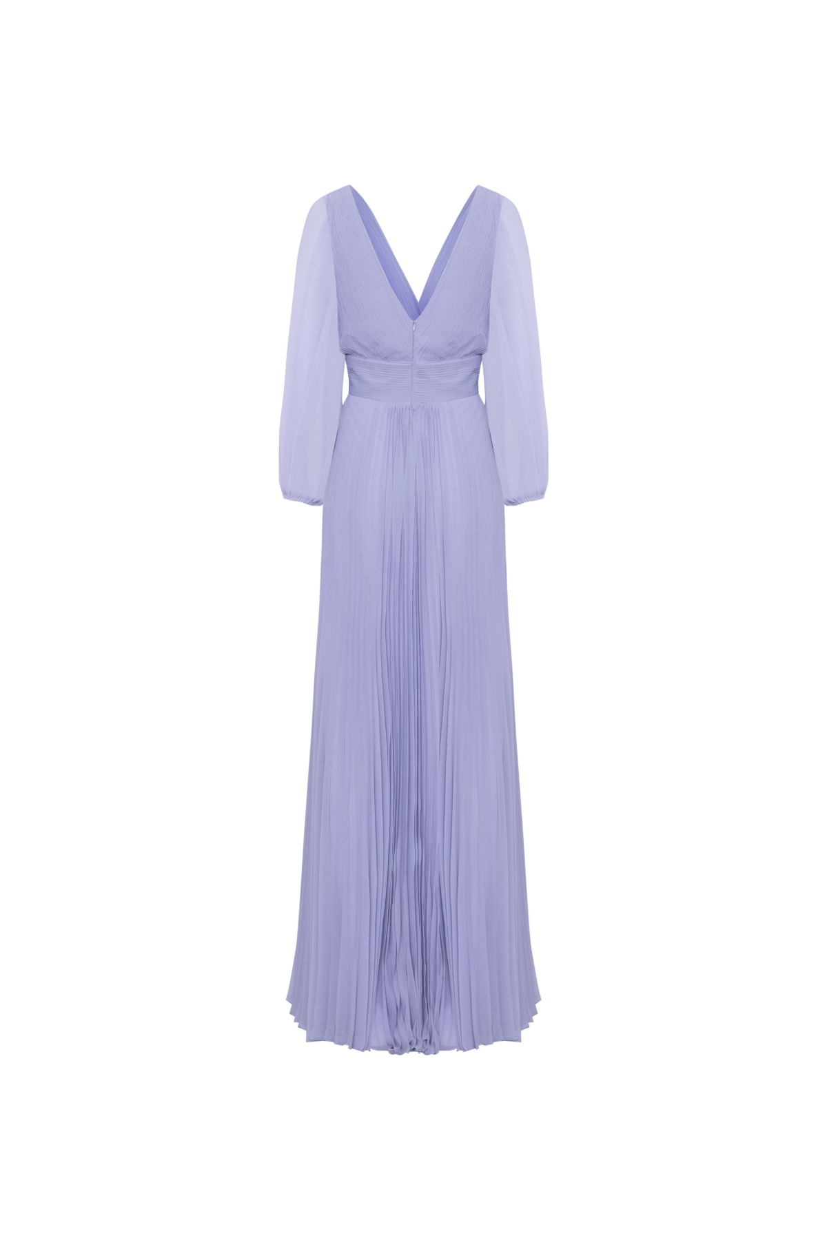 Vestido Longo Mangas Bufantes E Decote Em V
