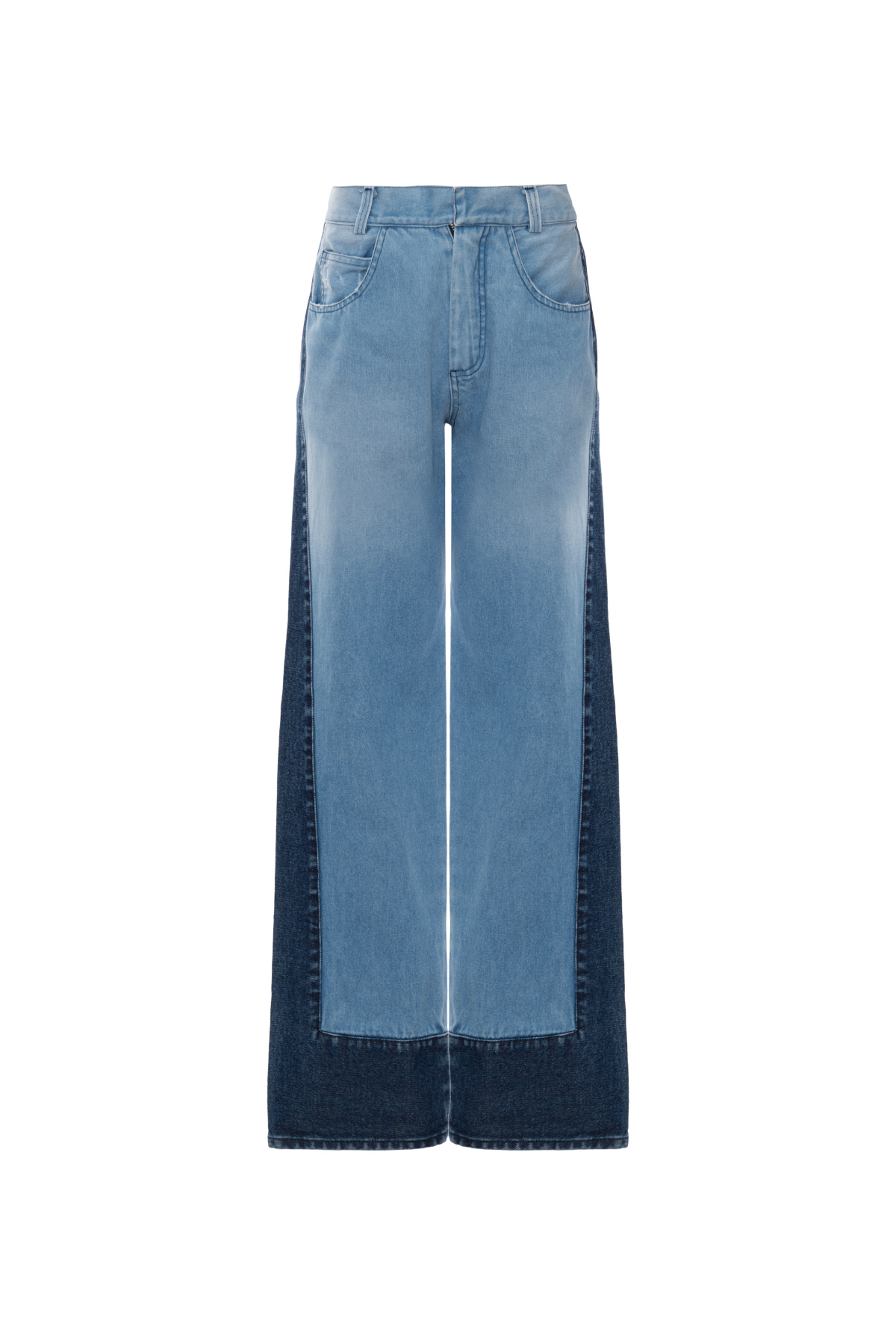 Calça Jeans Recorte Lateral Bicolor