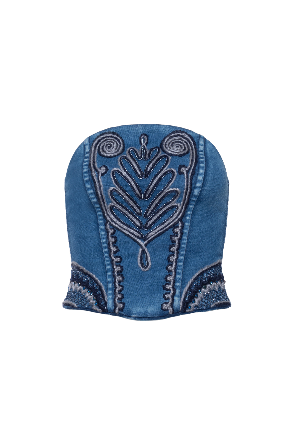 Corset Jeans Abaulado Bordado