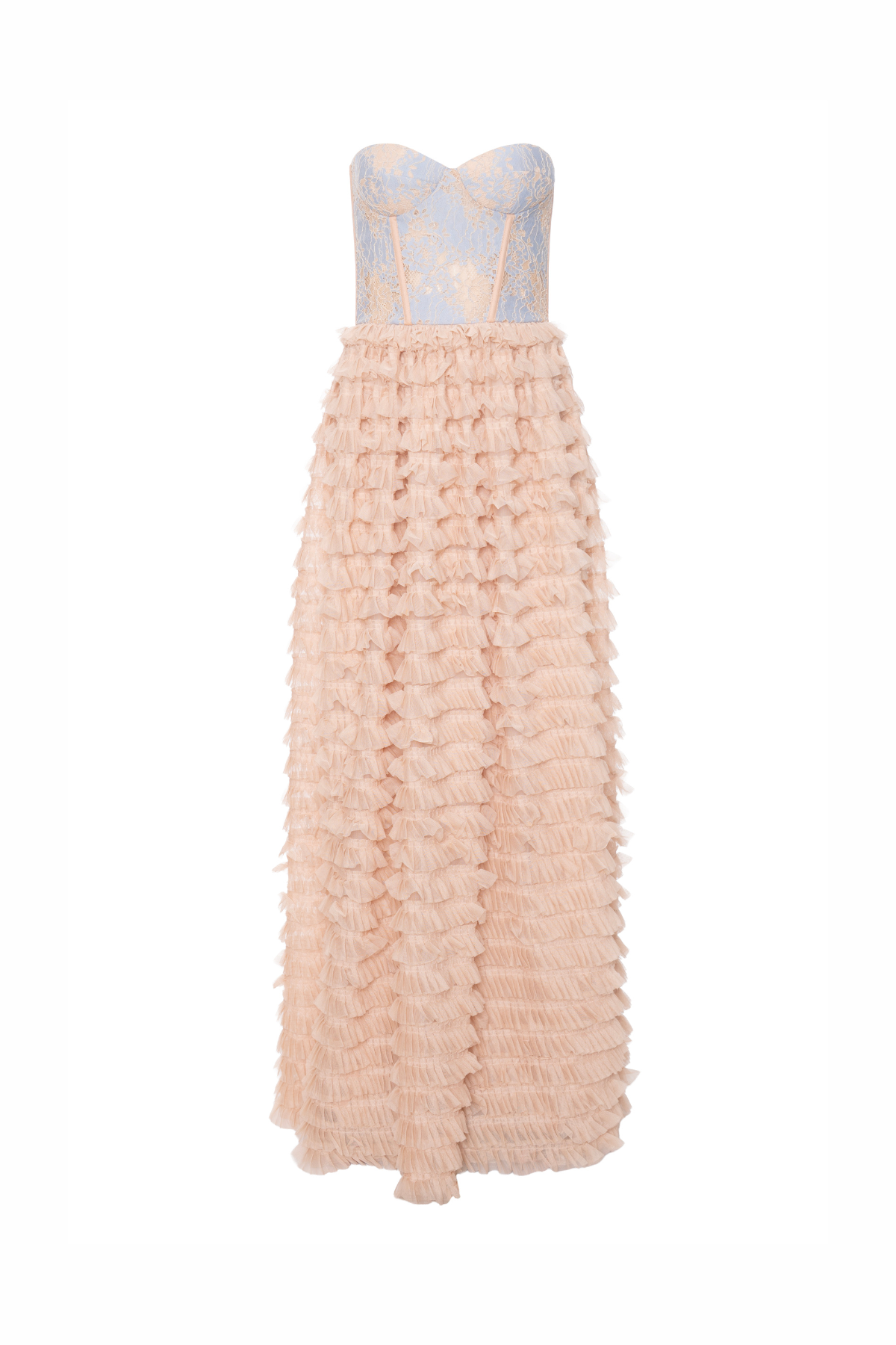 Vestido Longo Estruturado em Renda