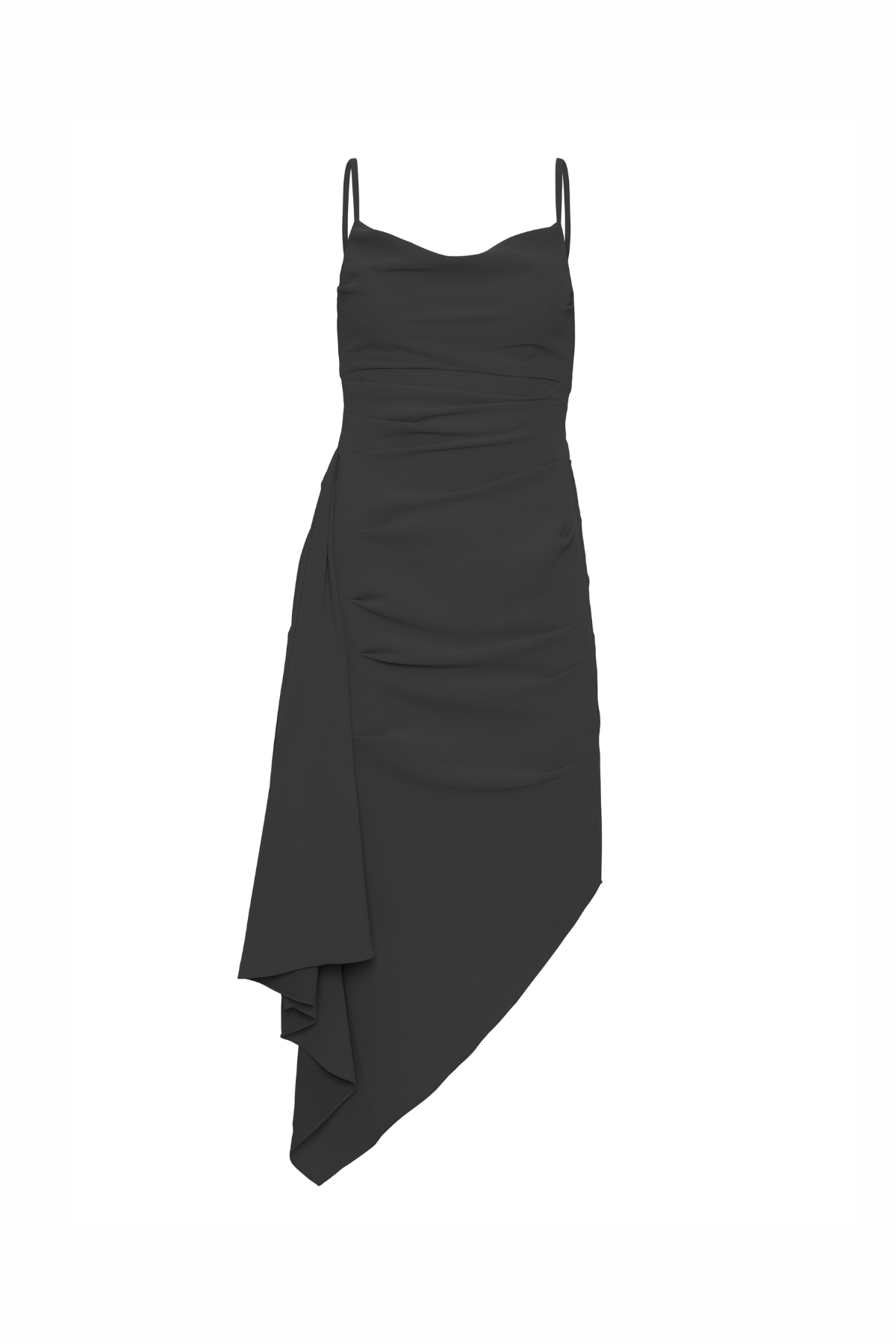 Vestido Alças Finas Viés Assimétrico