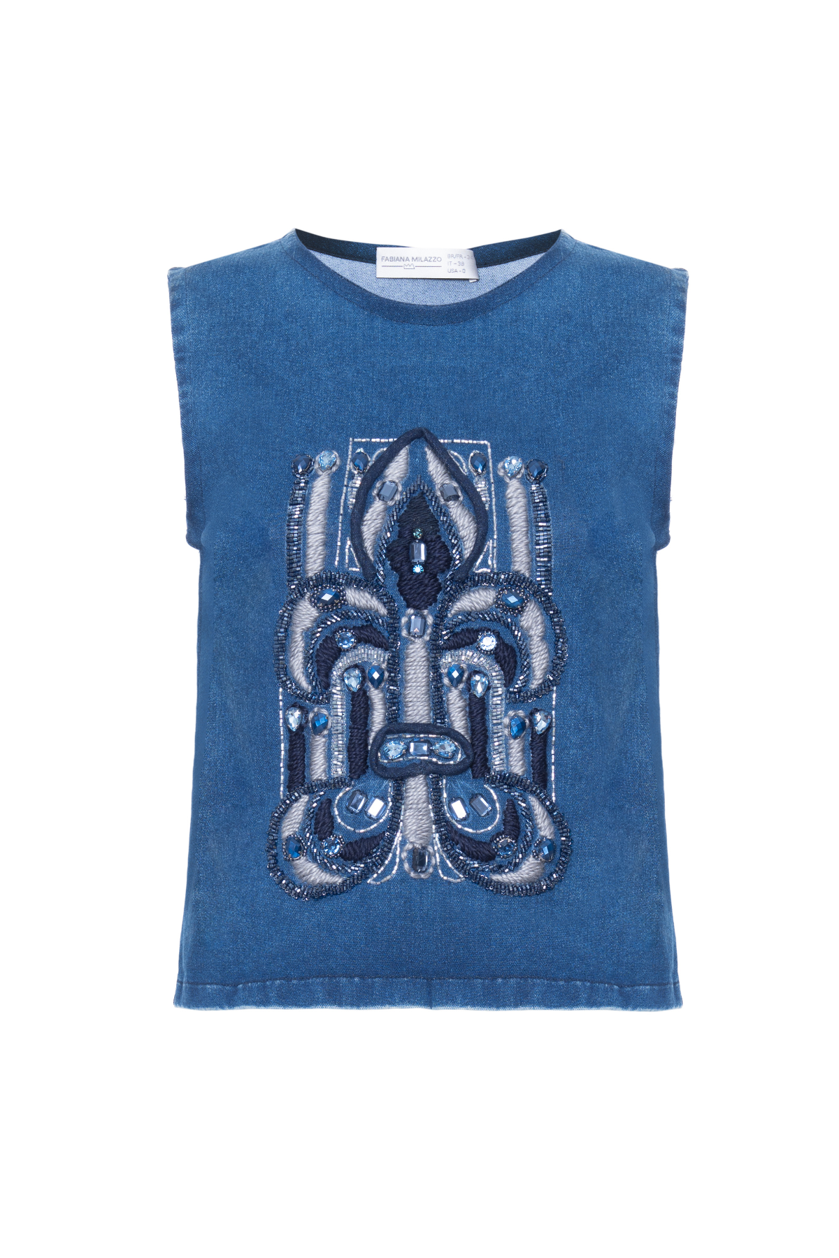 Blusa Moletom Jeans Bordada